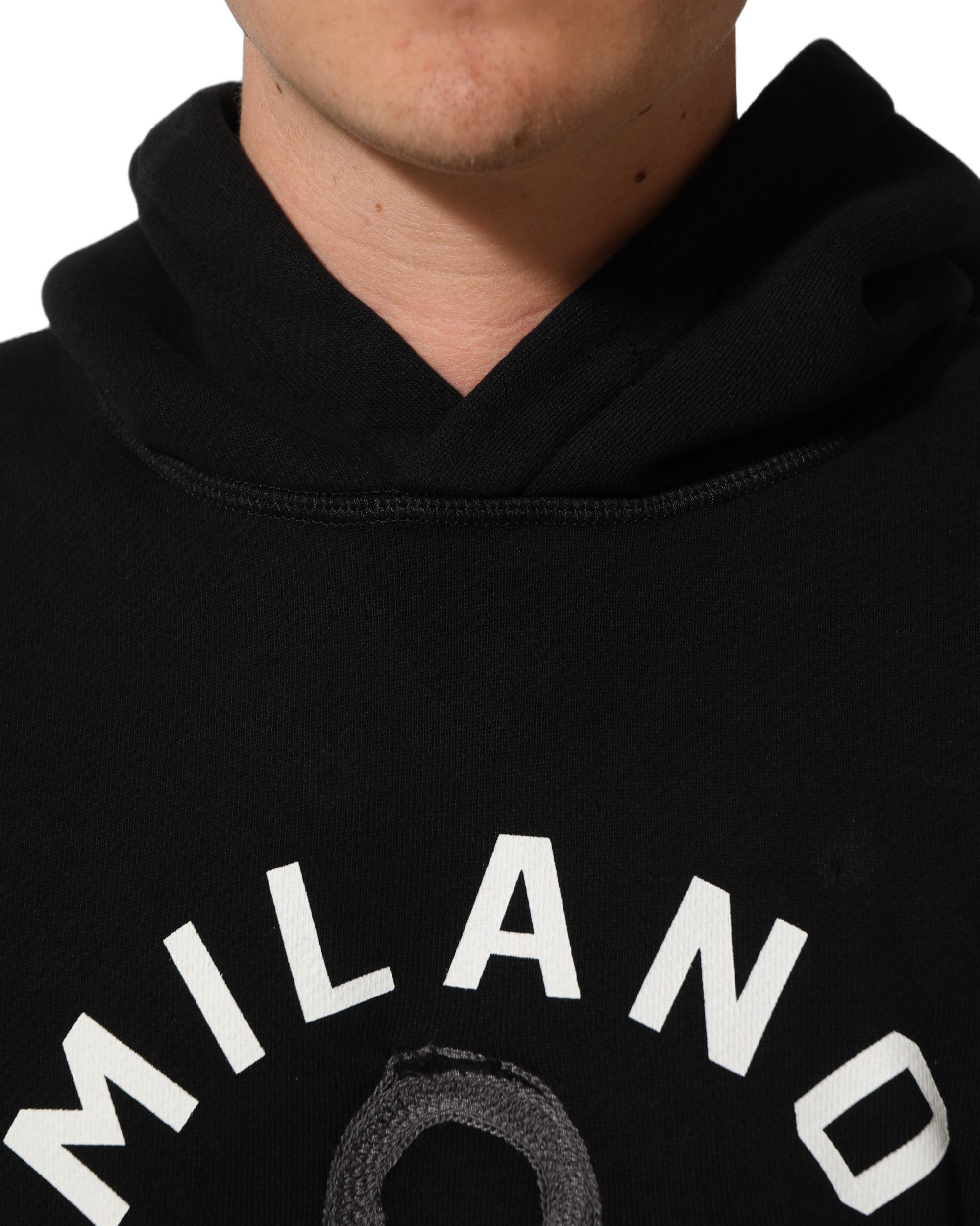 Dolce & Gabbana Black Cotton Milano1984 Print Hoodie Men's Sweater (Pre-Owned)