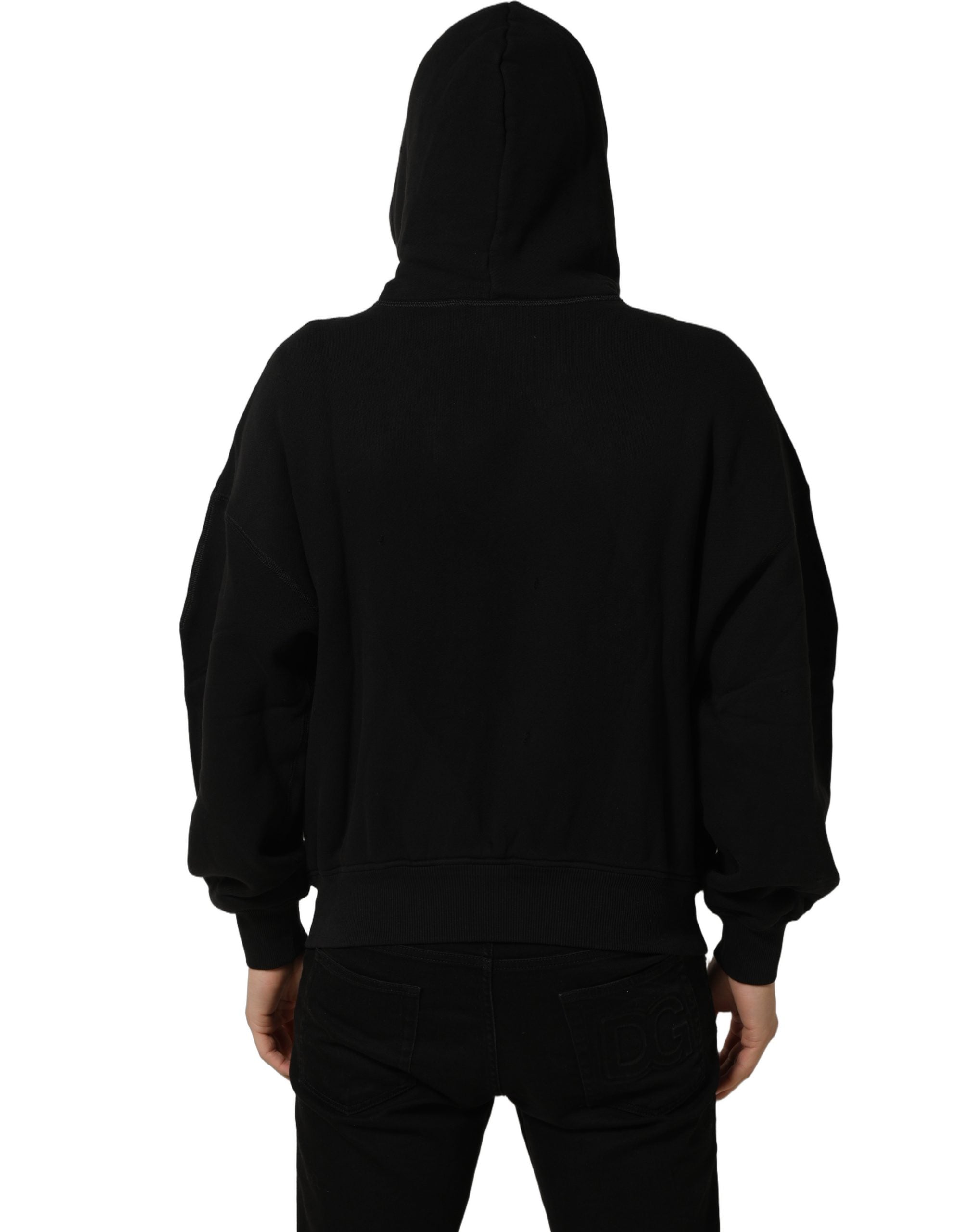 Dolce & Gabbana Black Cotton Milano1984 Print Hoodie Men's Sweater (Pre-Owned)