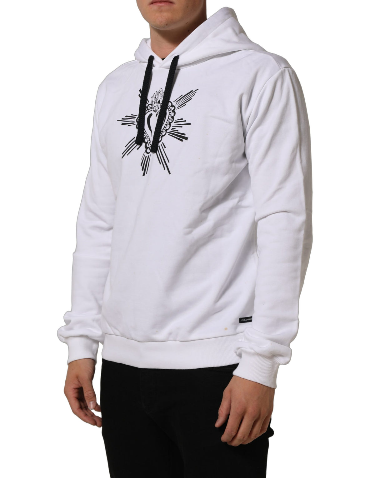 Dolce & Gabbana White Sacred Heart Hooded Sweatshirt Men's Sweater (Pre-Owned)