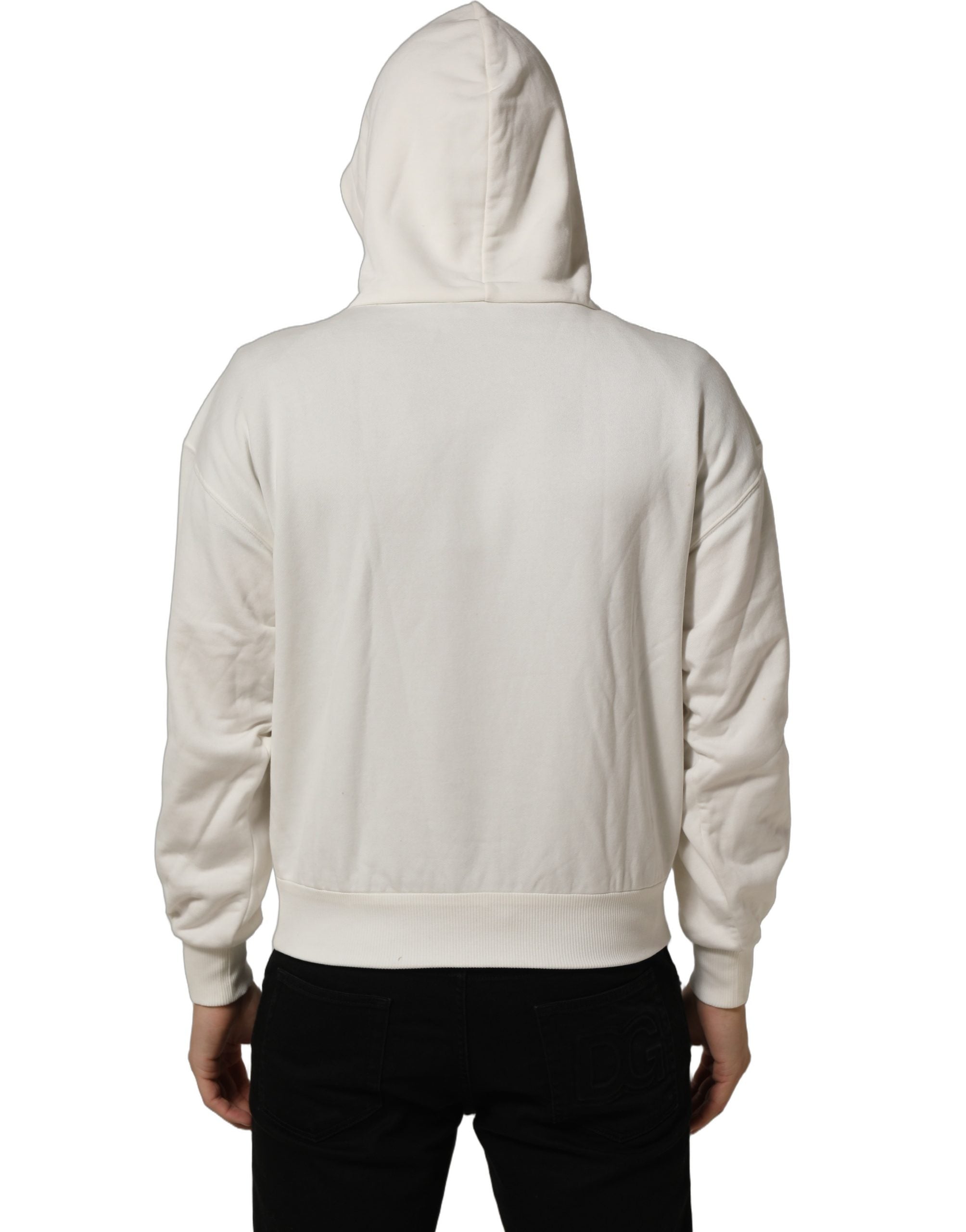 Dolce & Gabbana White Logo Hooded PulloverSweatshirt Men's Sweater (Pre-Owned)