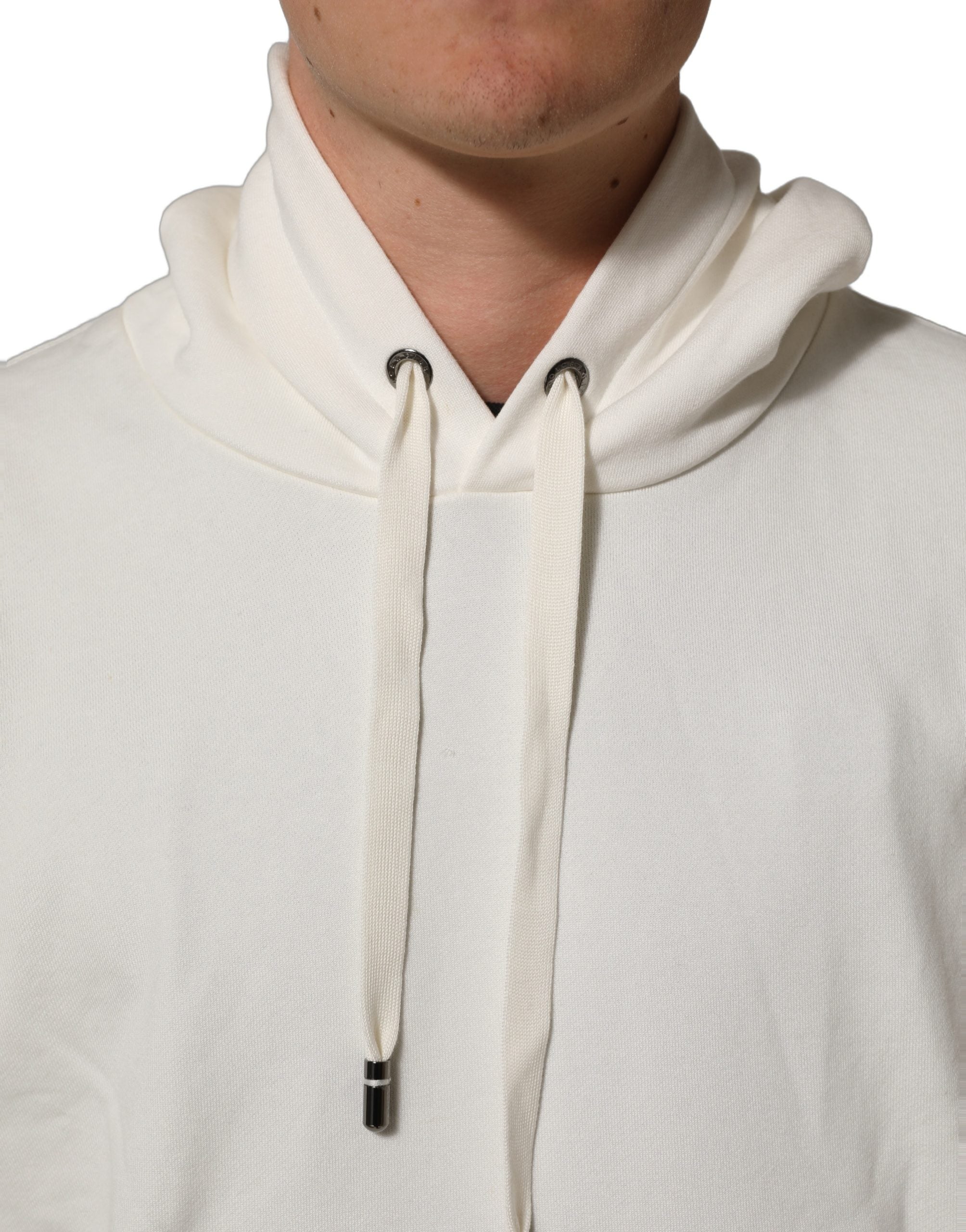Dolce & Gabbana White Logo Hooded PulloverSweatshirt Men's Sweater (Pre-Owned)