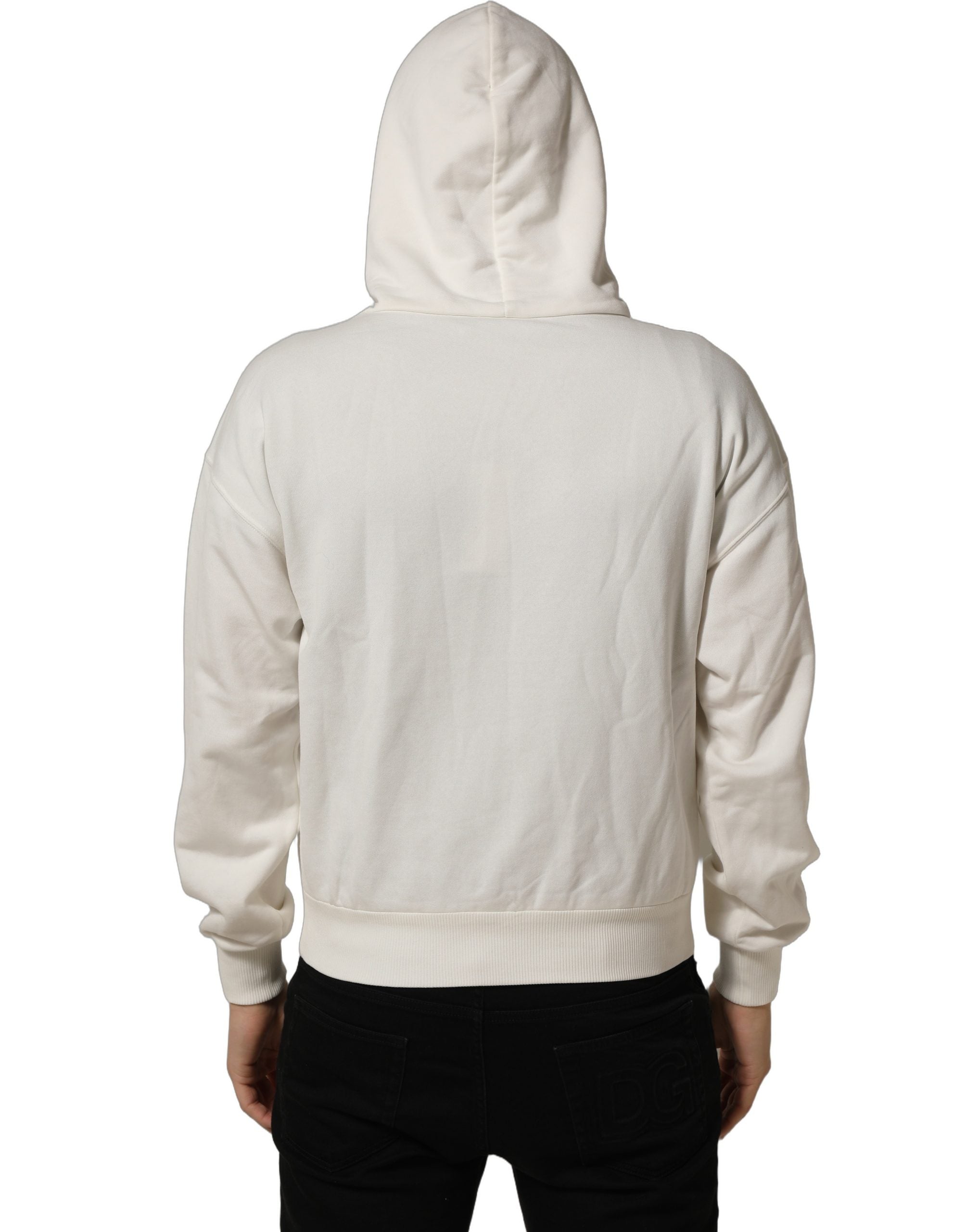 Dolce & Gabbana White Logo Hooded PulloverSweatshirt Men's Sweater (Pre-Owned)