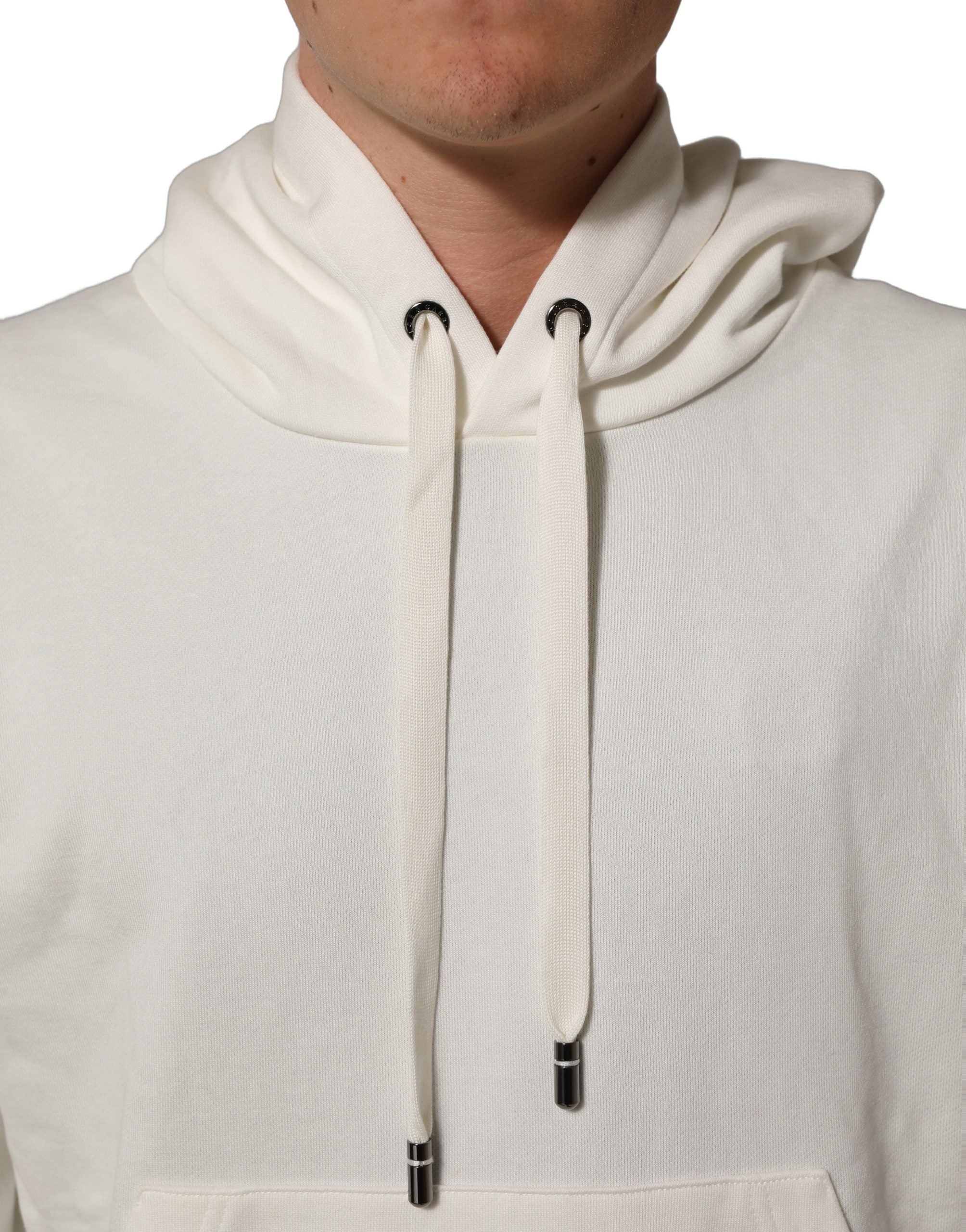 Dolce & Gabbana White Logo Hooded PulloverSweatshirt Men's Sweater (Pre-Owned)