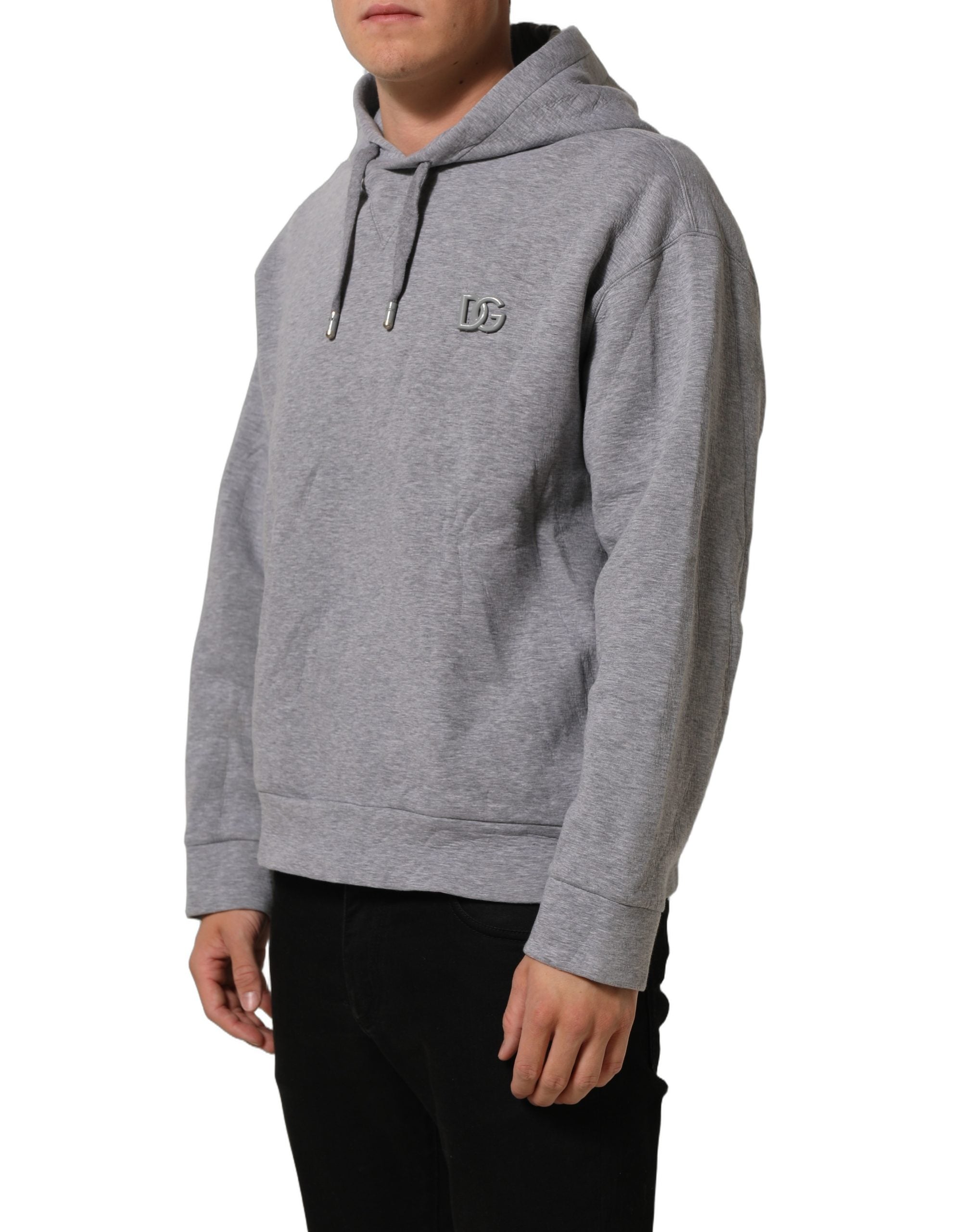 Dolce & Gabbana Gray Cotton Logo Hooded Sweatshirt Men's Sweater (Pre-Owned)