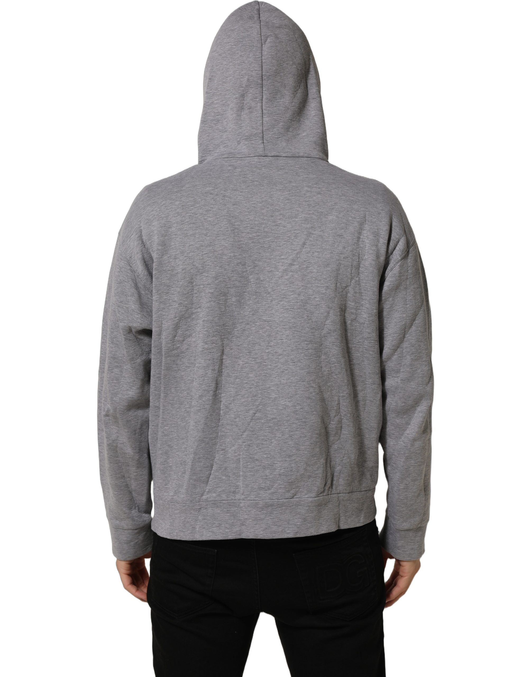 Dolce & Gabbana Gray Cotton Logo Hooded Sweatshirt Men's Sweater (Pre-Owned)