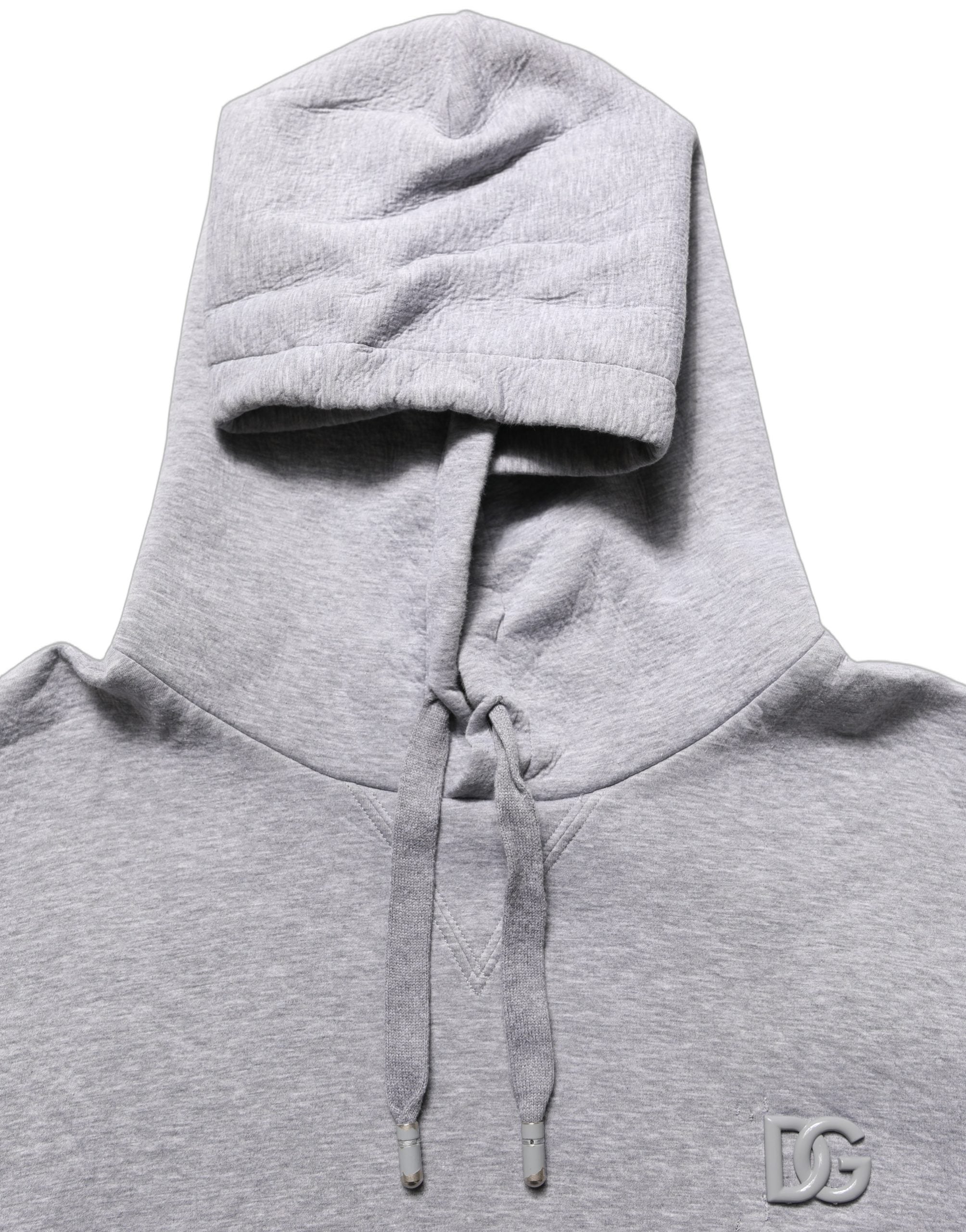 Dolce & Gabbana Gray Cotton Logo Hooded Sweatshirt Men's Sweater (Pre-Owned)