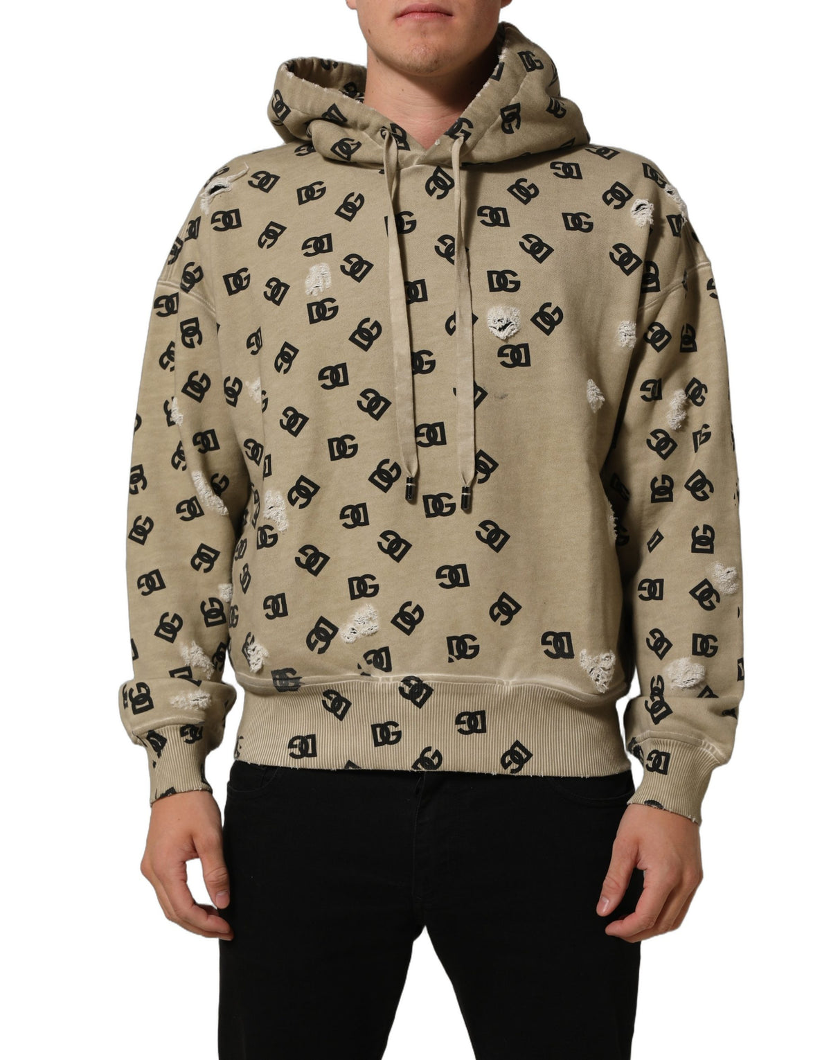 Dolce & Gabbana Brown Cotton Logo Hooded Sweatshirt Men's Sweater (Pre-Owned)