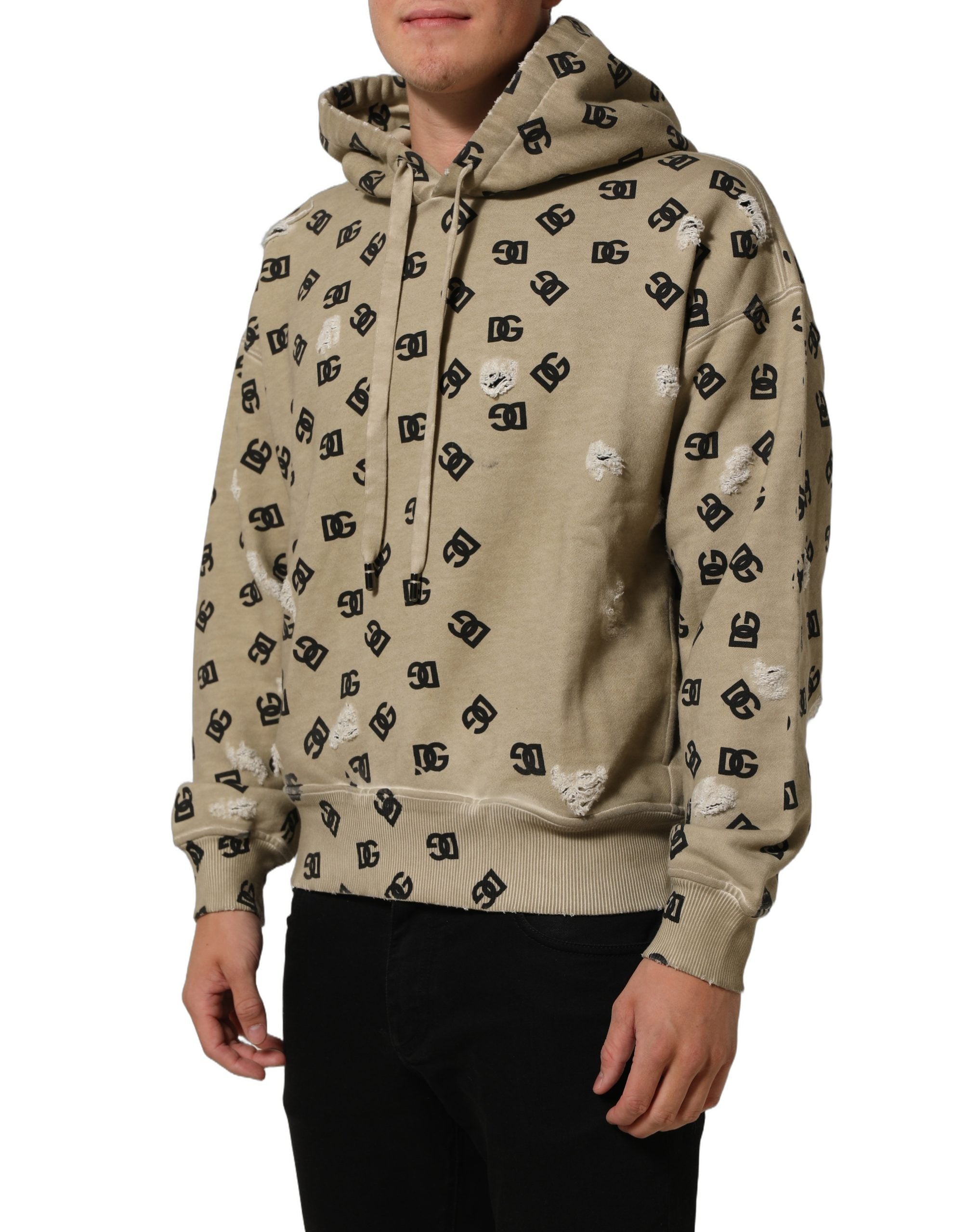 Dolce & Gabbana Brown Cotton Logo Hooded Sweatshirt Men's Sweater (Pre-Owned)