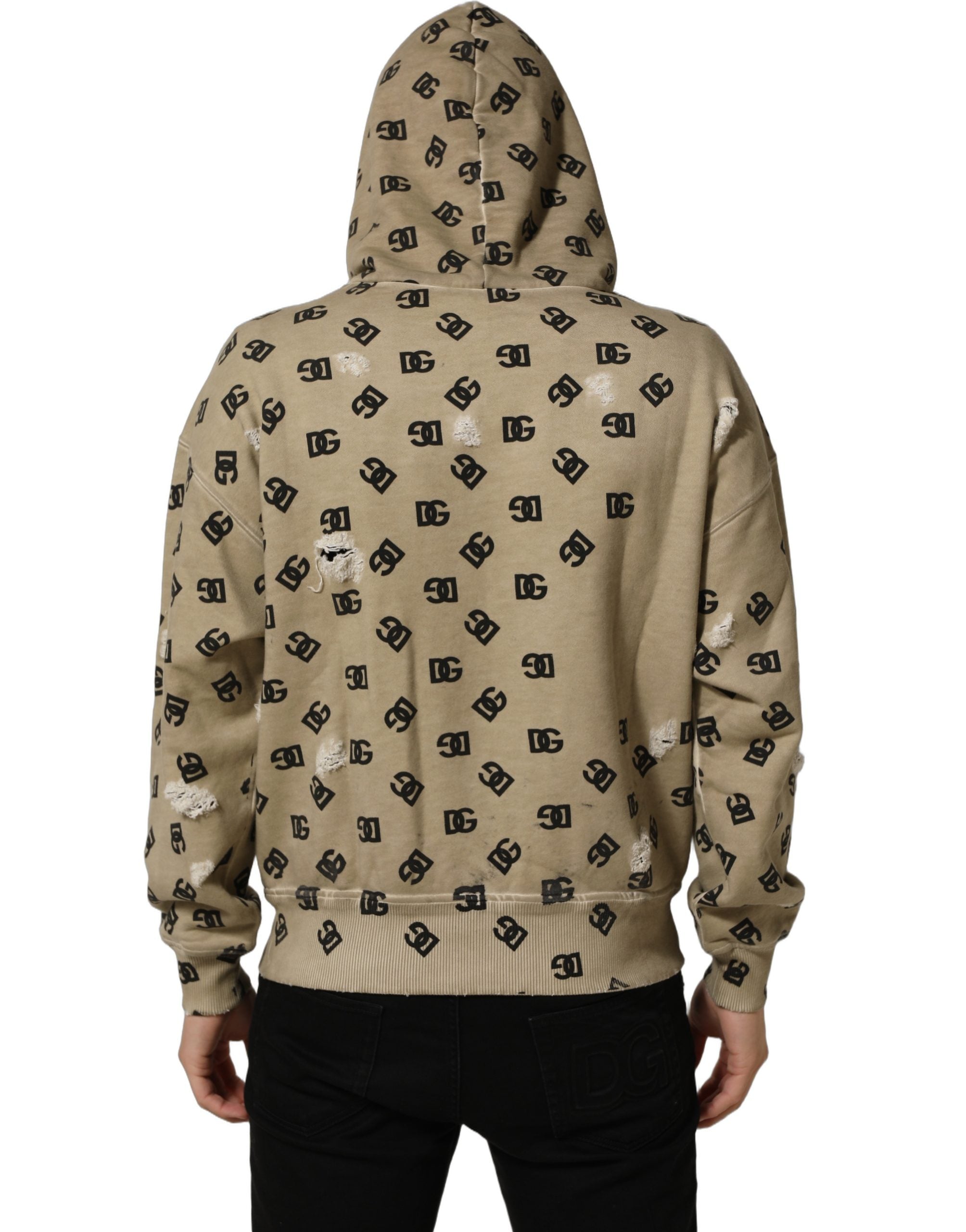 Dolce & Gabbana Brown Cotton Logo Hooded Sweatshirt Men's Sweater (Pre-Owned)