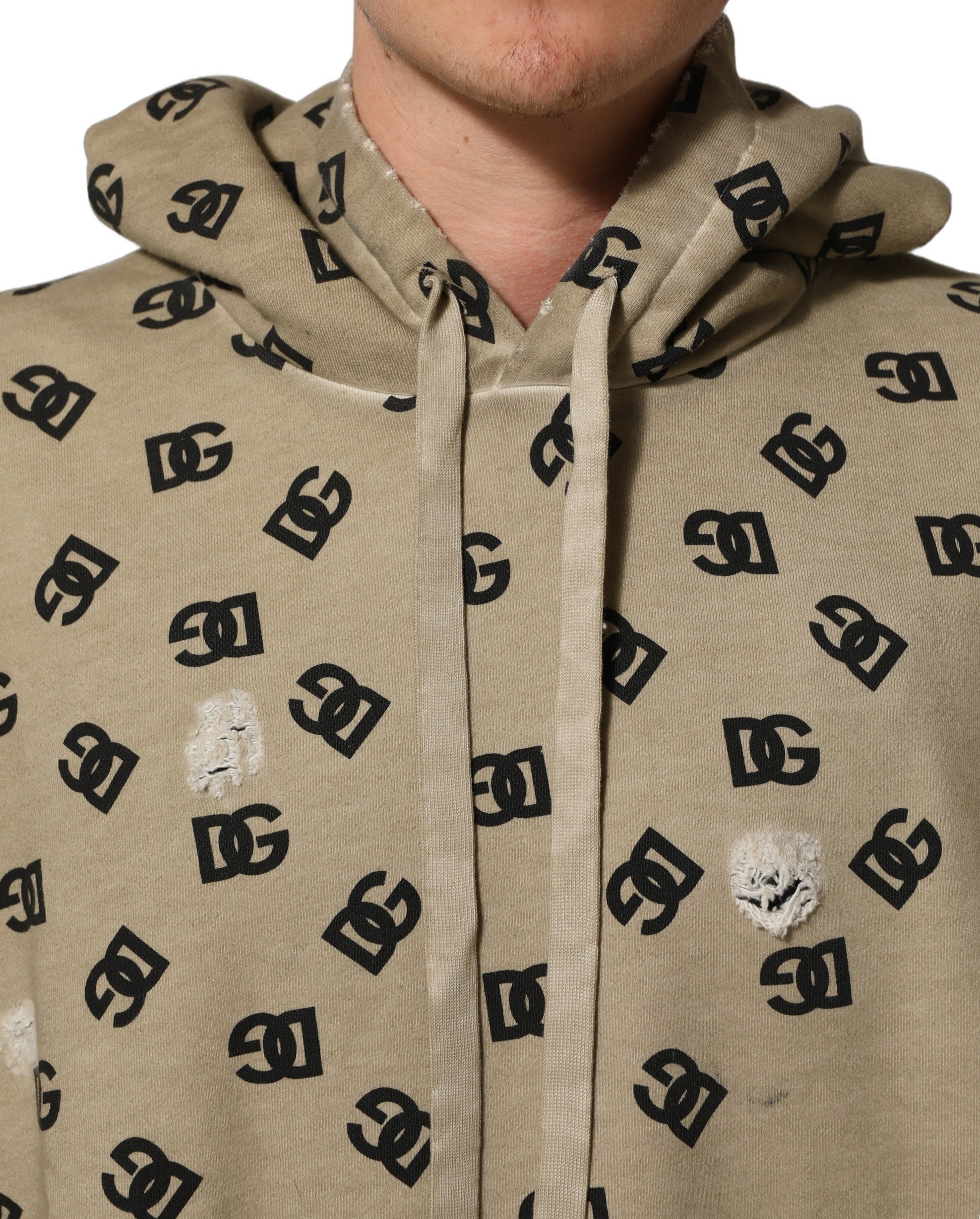 Dolce & Gabbana Brown Cotton Logo Hooded Sweatshirt Men's Sweater (Pre-Owned)