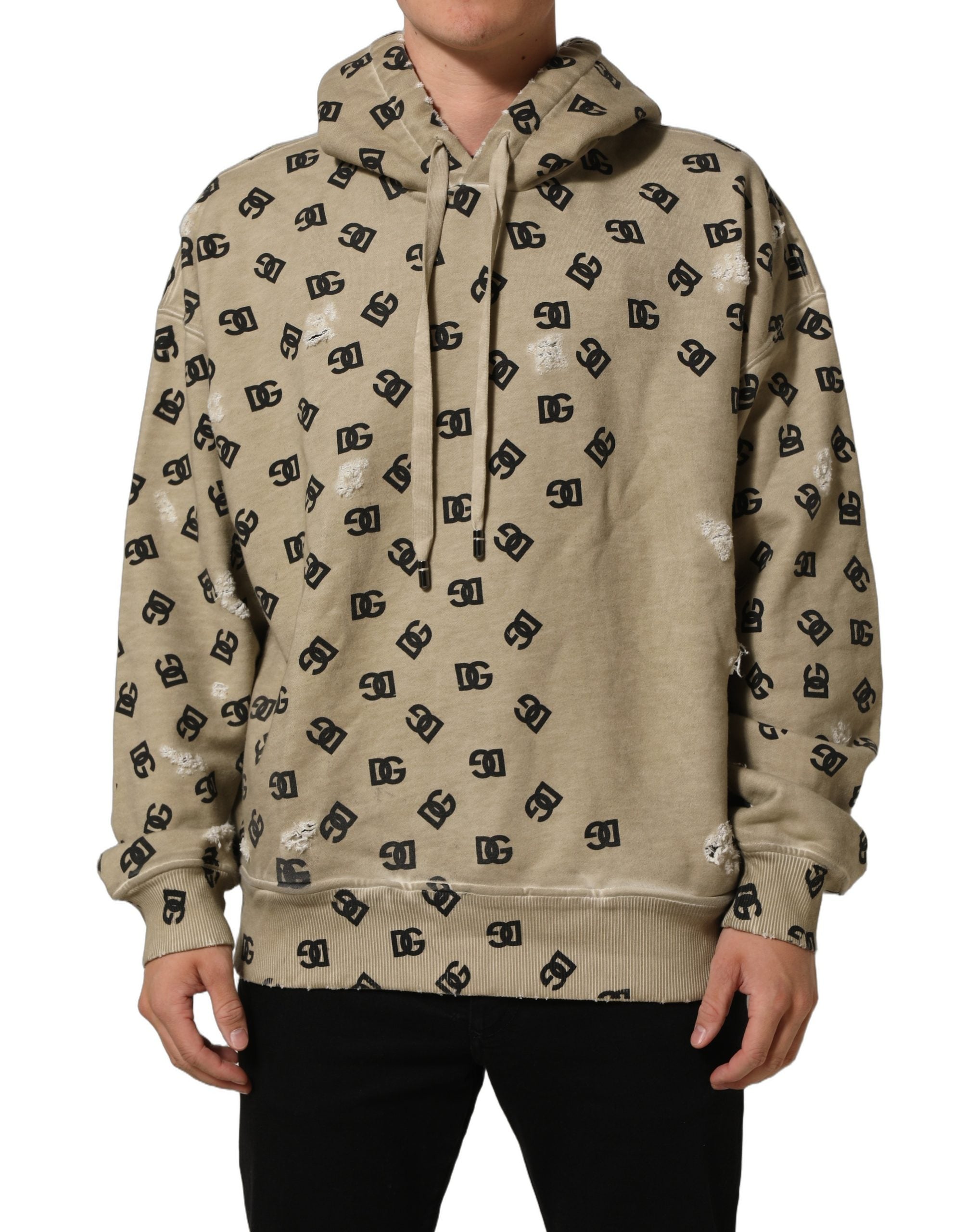 Dolce & Gabbana Brown Cotton Logo Hooded Sweatshirt Men's Sweater (Pre-Owned)