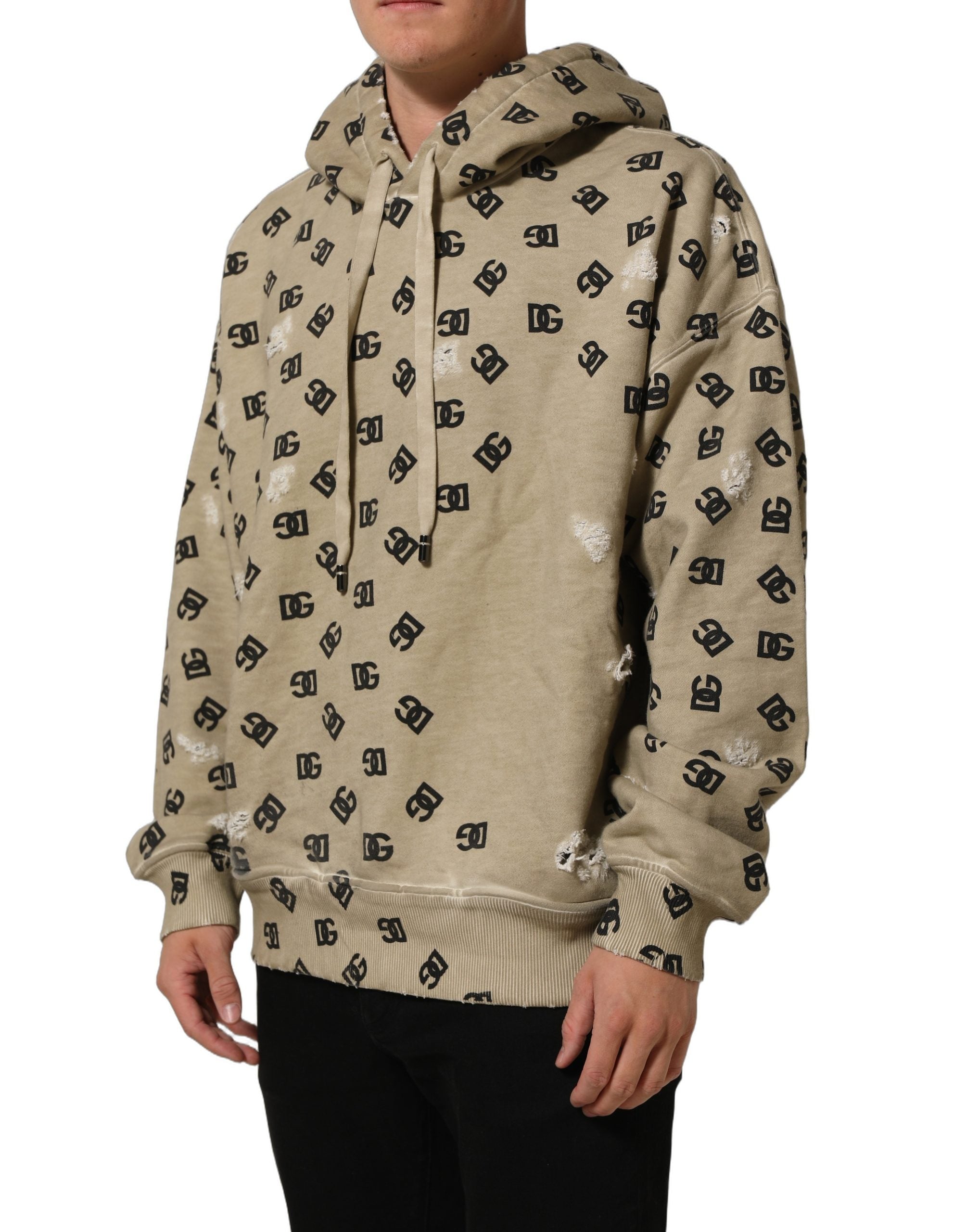 Dolce & Gabbana Brown Cotton Logo Hooded Sweatshirt Men's Sweater (Pre-Owned)
