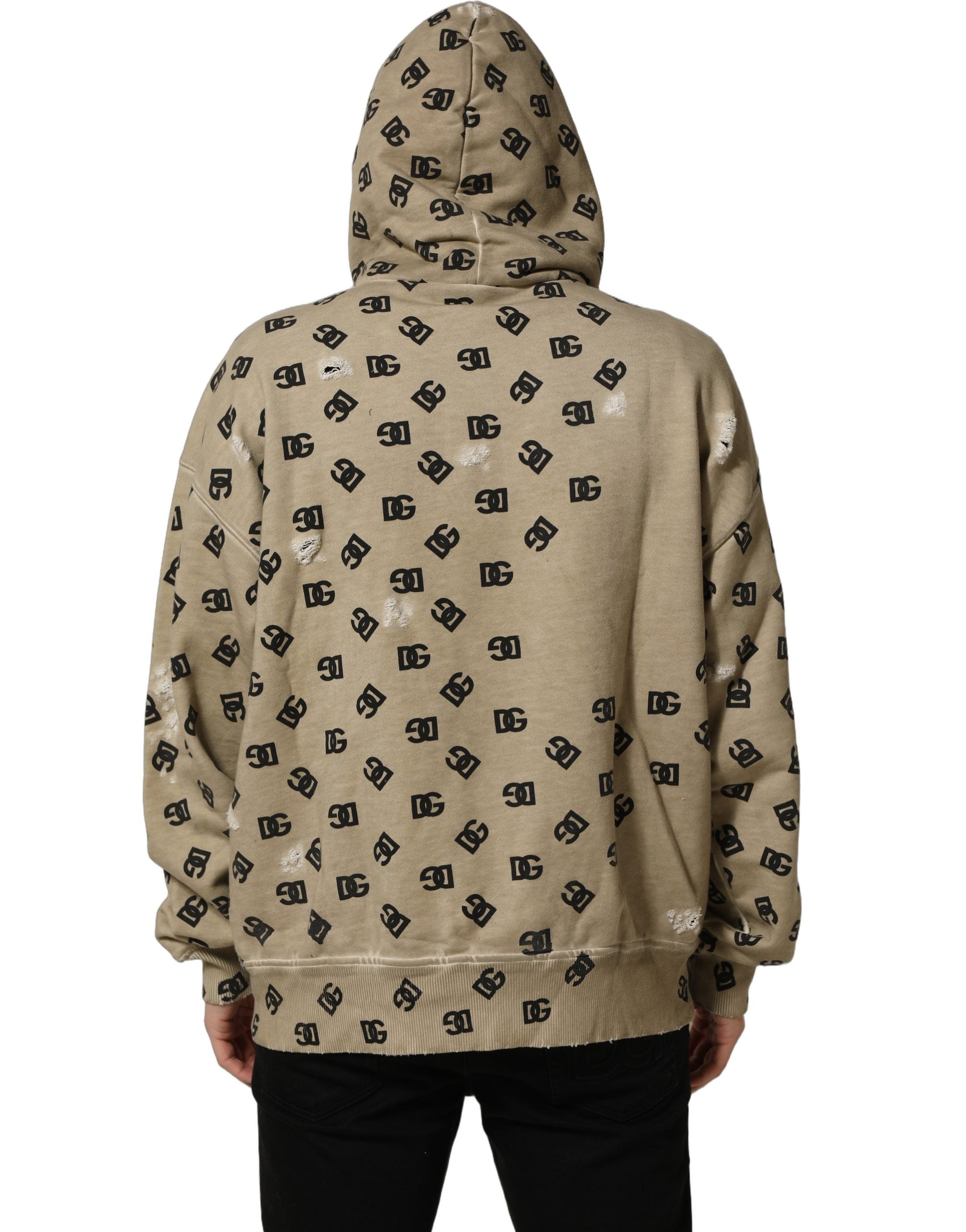 Dolce & Gabbana Brown Cotton Logo Hooded Sweatshirt Men's Sweater (Pre-Owned)