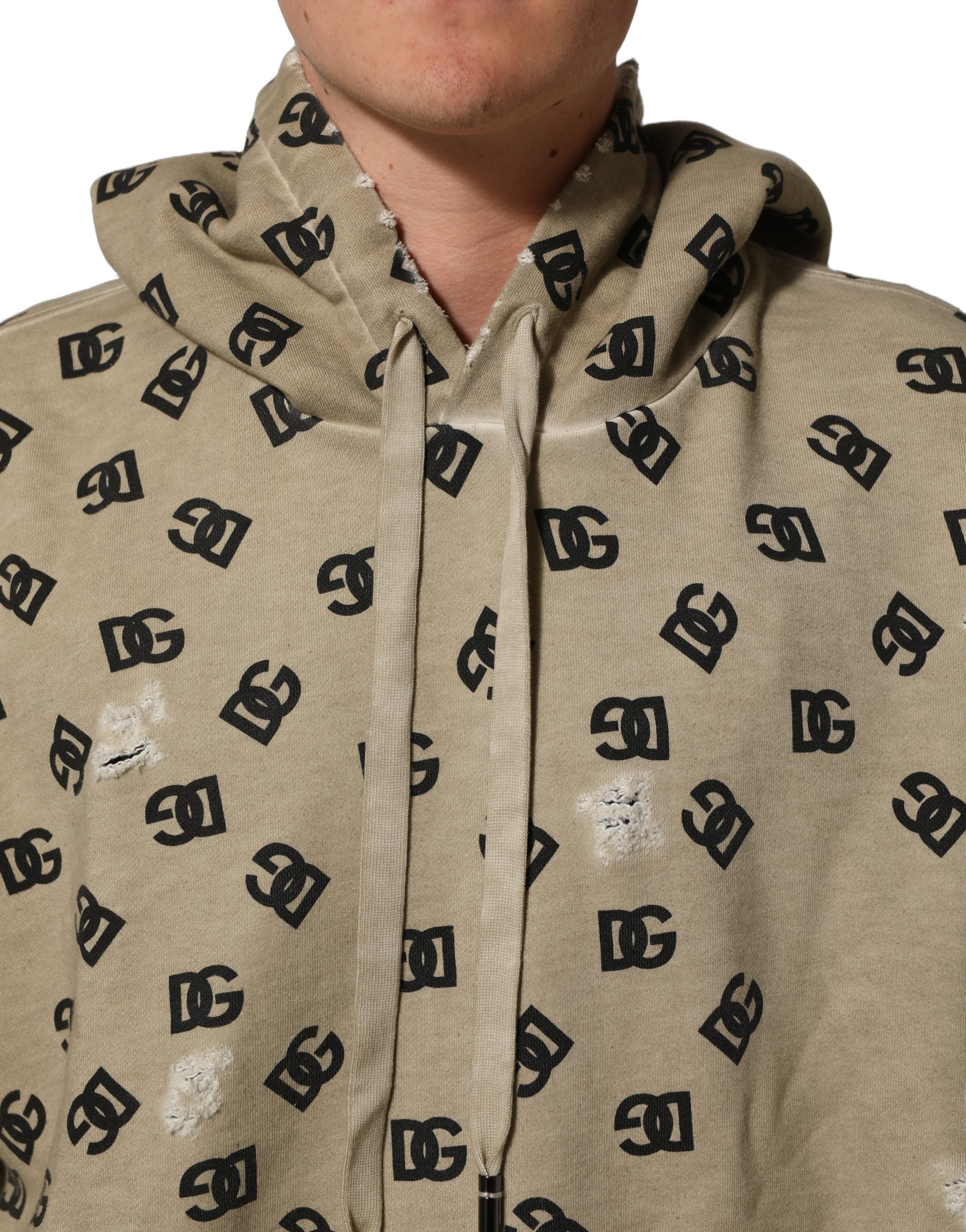 Dolce & Gabbana Brown Cotton Logo Hooded Sweatshirt Men's Sweater (Pre-Owned)