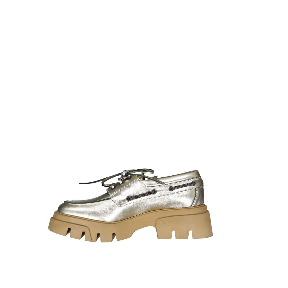 Brunello Cucinelli Gold Leather Platform Women's Loafers
