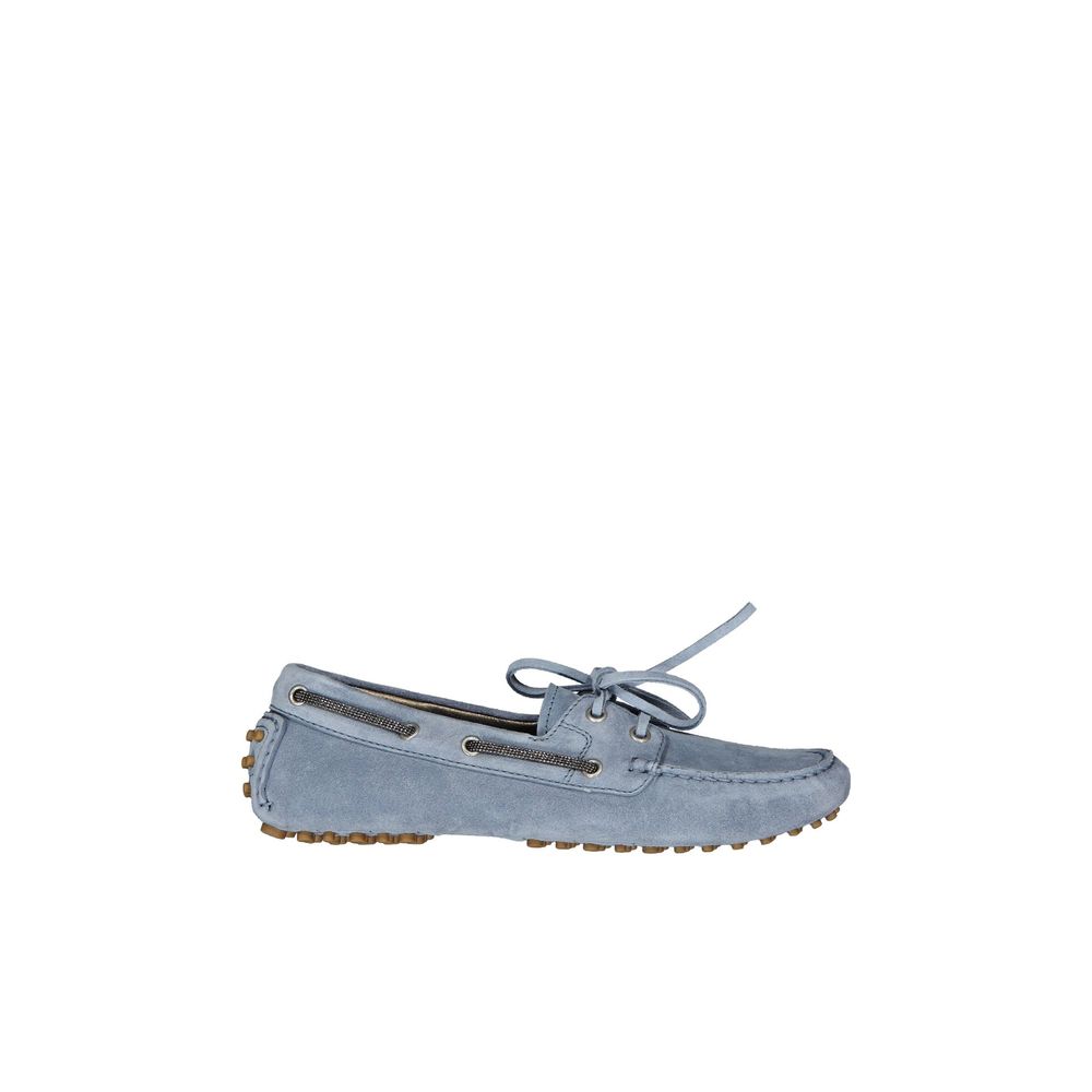 Brunello Cucinelli Blue Leather Slip-On Women's Loafers