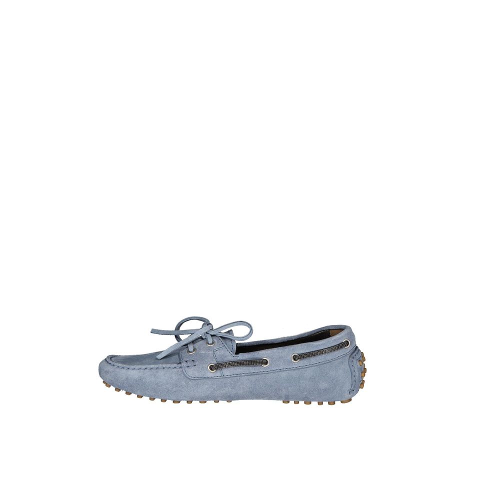 Brunello Cucinelli Blue Leather Slip-On Women's Loafers