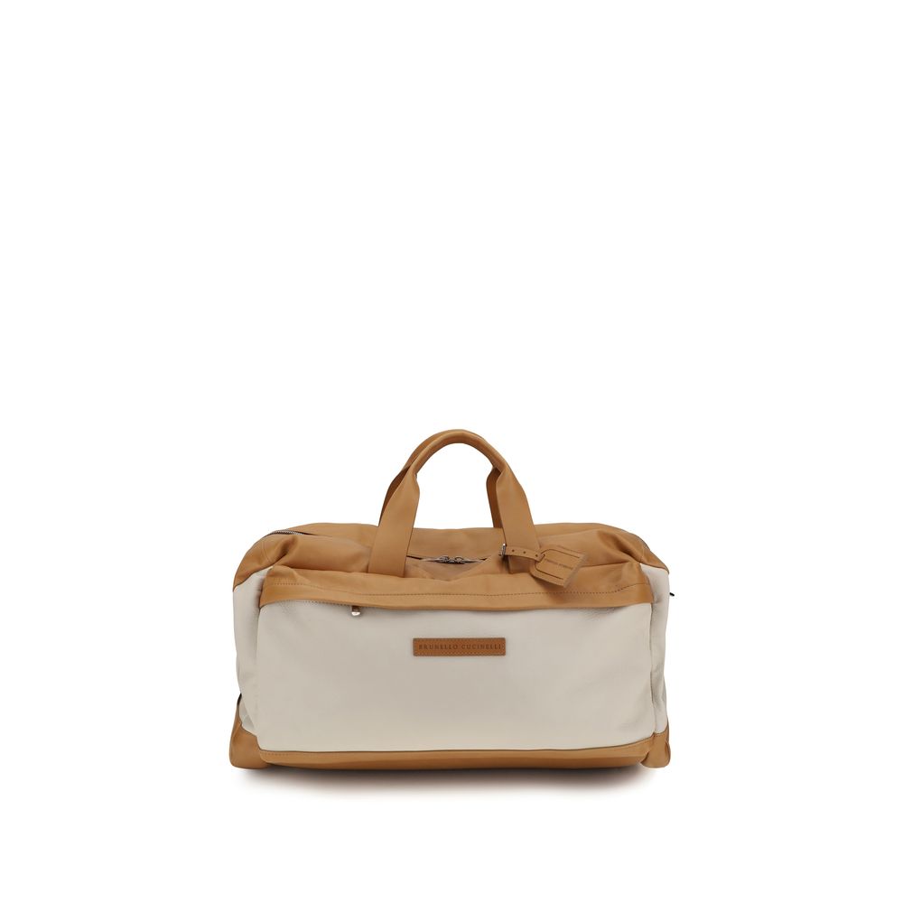 Brunello Cucinelli Beige Calf Leather Bos Taurus Luggage And Men's Travel