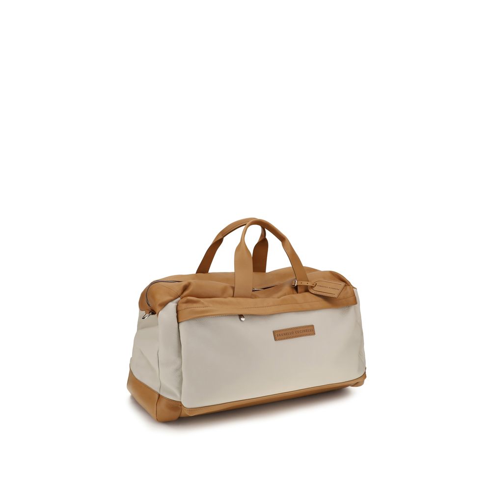 Brunello Cucinelli Beige Calf Leather Bos Taurus Luggage And Men's Travel
