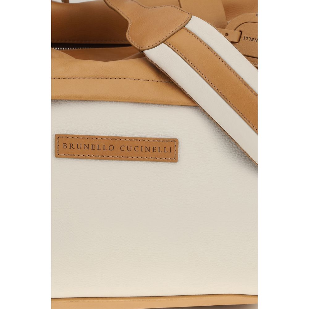 Brunello Cucinelli Beige Calf Leather Bos Taurus Luggage And Men's Travel