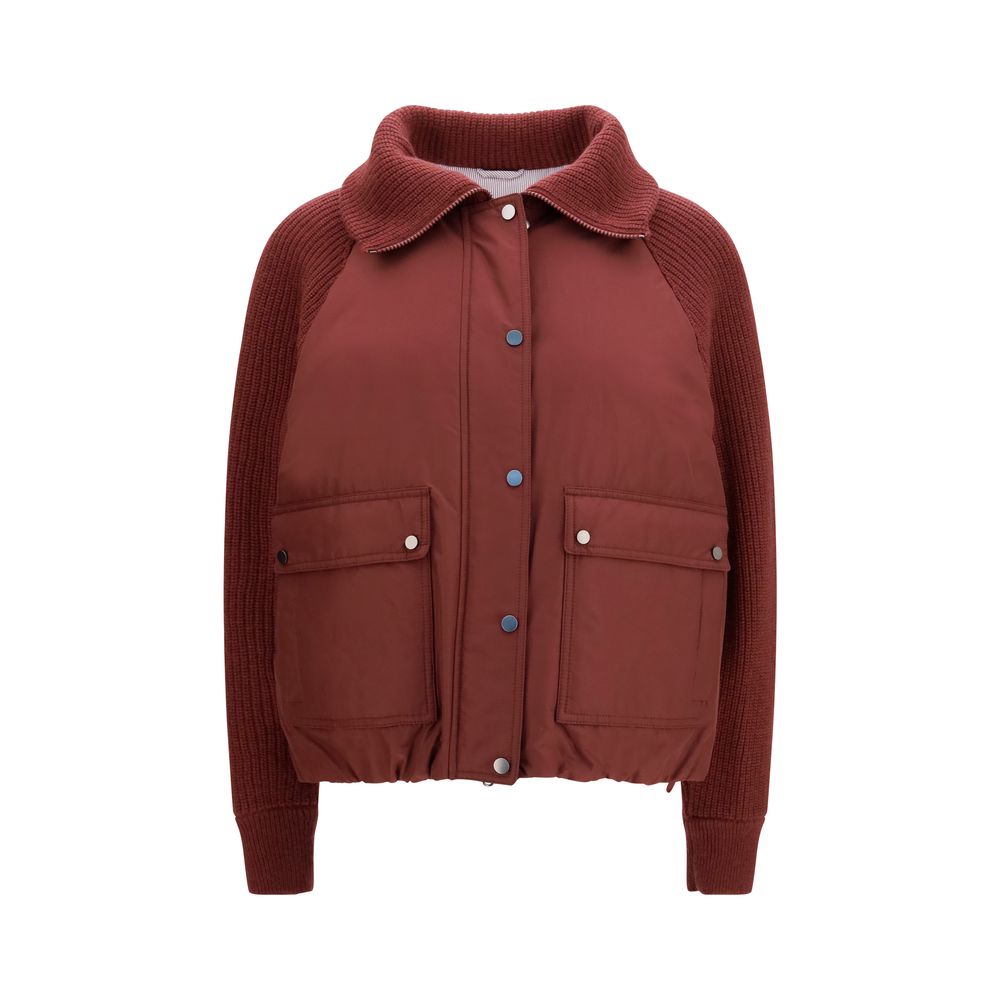 Brunello Cucinelli Bordeaux Cotton Full-Length Women's Jacket