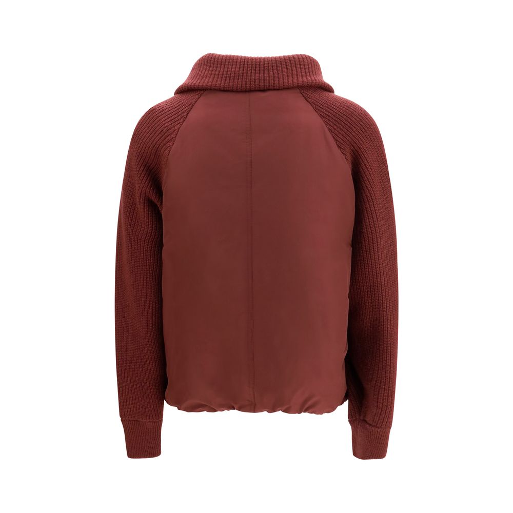 Brunello Cucinelli Bordeaux Polyester Full-Length Women's Jacket