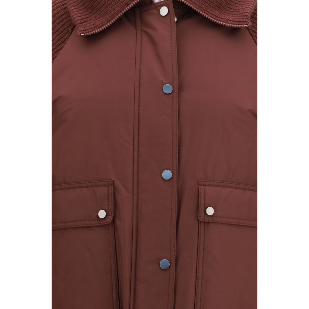 Brunello Cucinelli Bordeaux Polyester Full-Length Women's Jacket