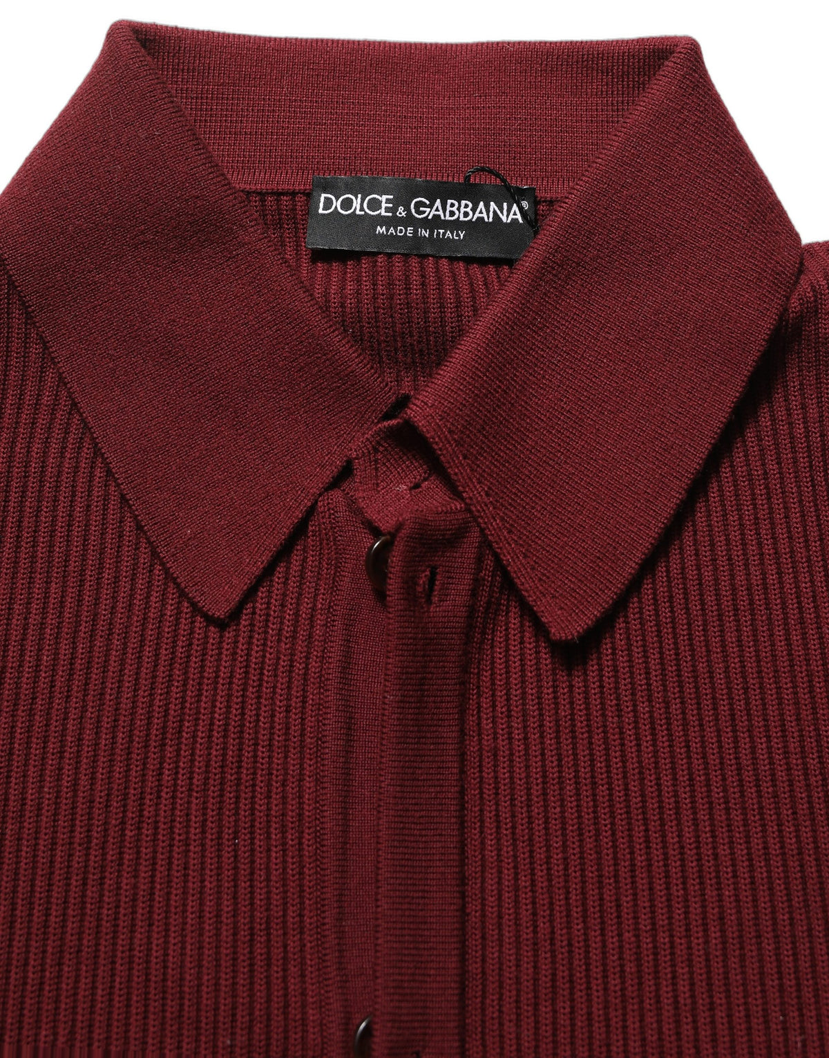 Dolce & Gabbana Burgundy Wool Button Down Cardigan Men's Sweater