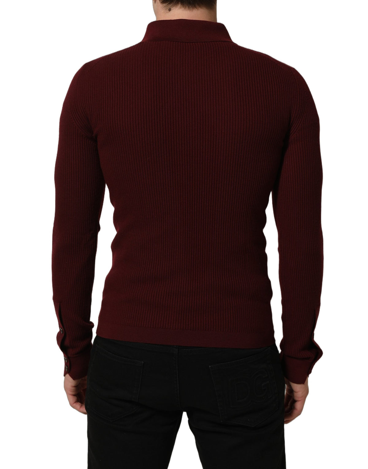 Dolce & Gabbana Burgundy Wool Button Down Cardigan Men's Sweater
