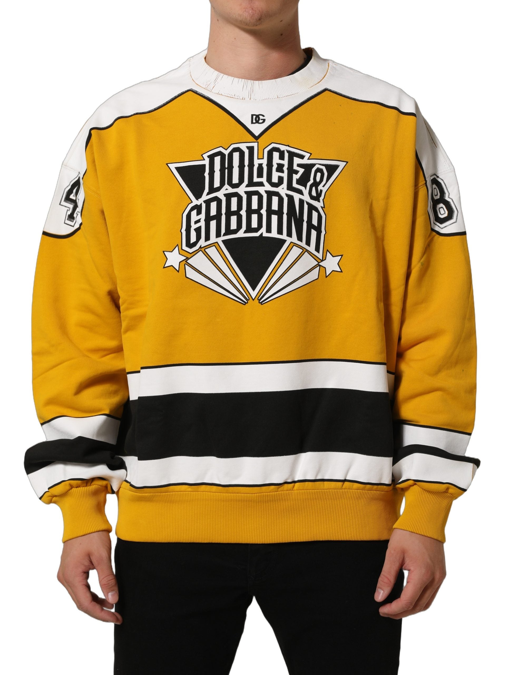 Dolce & Gabbana Yellow Crew Neck Jersey Sweatshirt Men's Sweater (Pre-Owned)