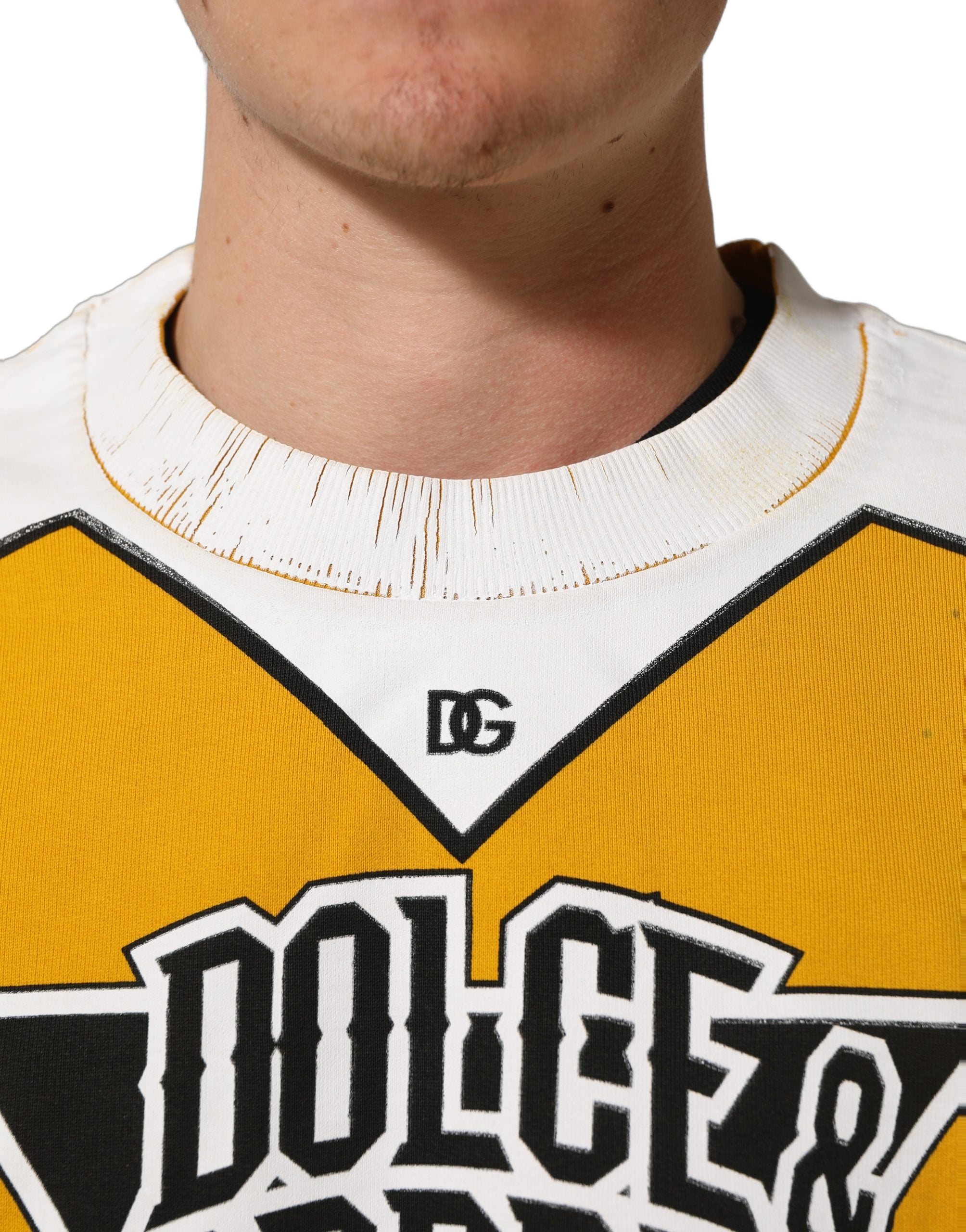 Dolce & Gabbana Yellow Crew Neck Jersey Sweatshirt Men's Sweater (Pre-Owned)