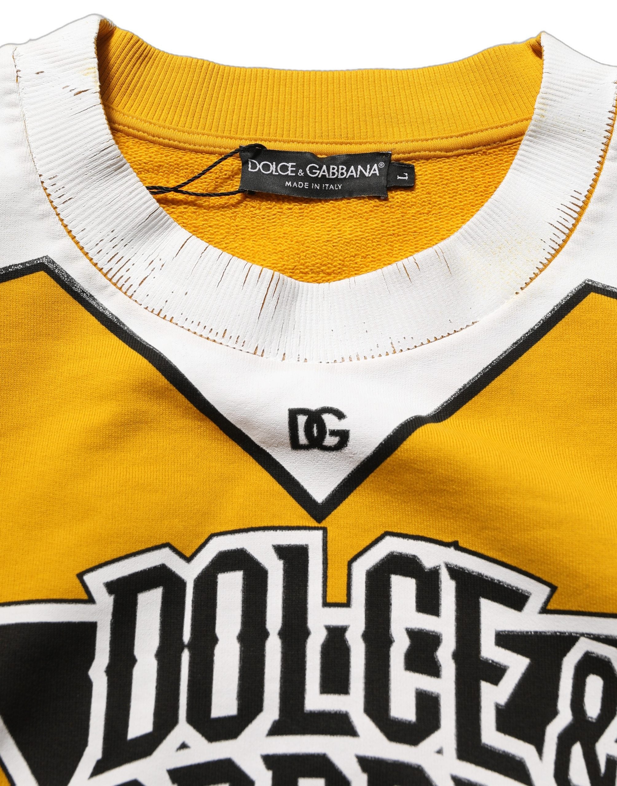 Dolce & Gabbana Yellow Crew Neck Jersey Sweatshirt Men's Sweater (Pre-Owned)