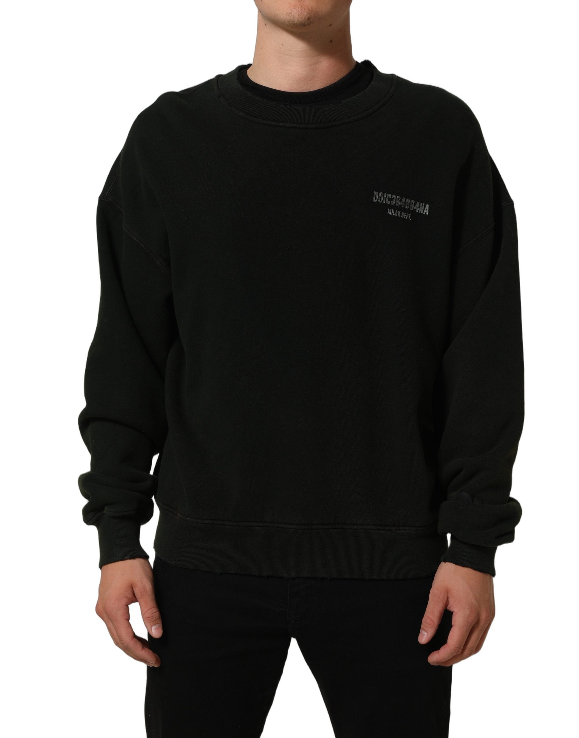 Dolce & Gabbana Black Cotton Crew Neck Men Sweatshirt Men's Sweater (Pre-Owned)