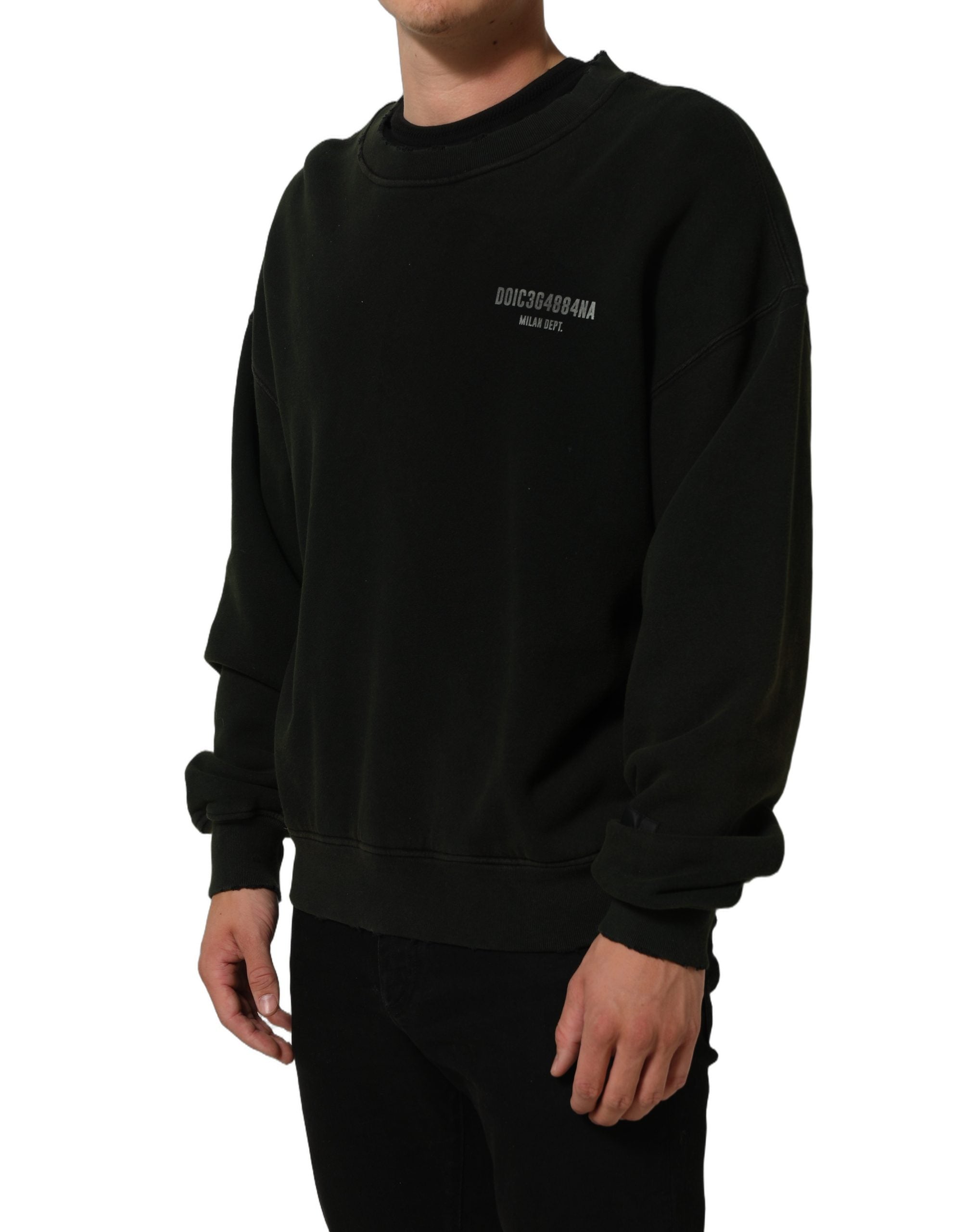 Dolce & Gabbana Black Cotton Crew Neck Men Sweatshirt Men's Sweater (Pre-Owned)