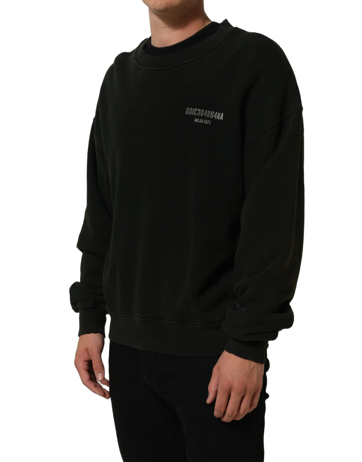 Dolce & Gabbana Black Cotton Crew Neck Men Sweatshirt Men's Sweater (Pre-Owned)