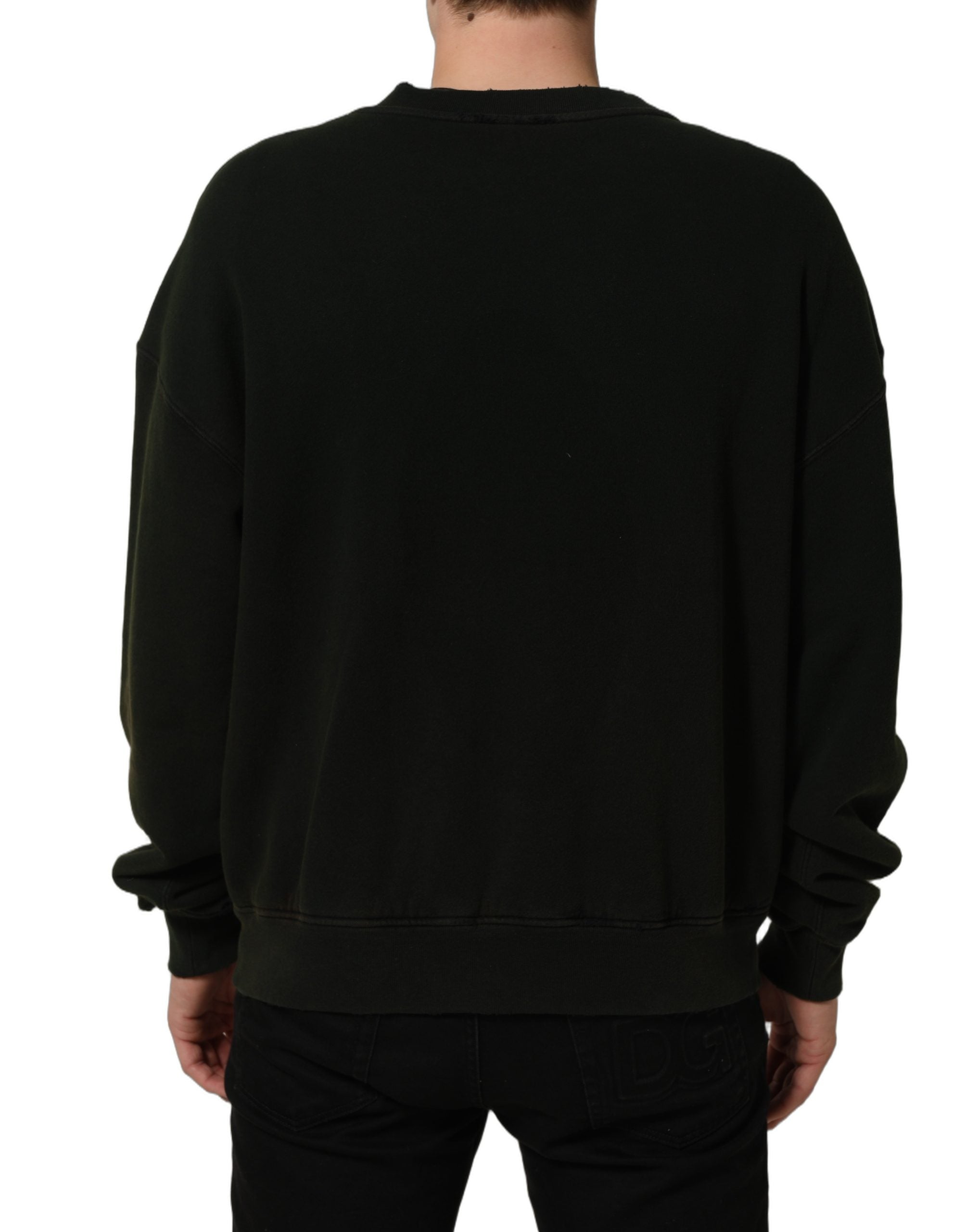 Dolce & Gabbana Black Cotton Crew Neck Men Sweatshirt Men's Sweater (Pre-Owned)
