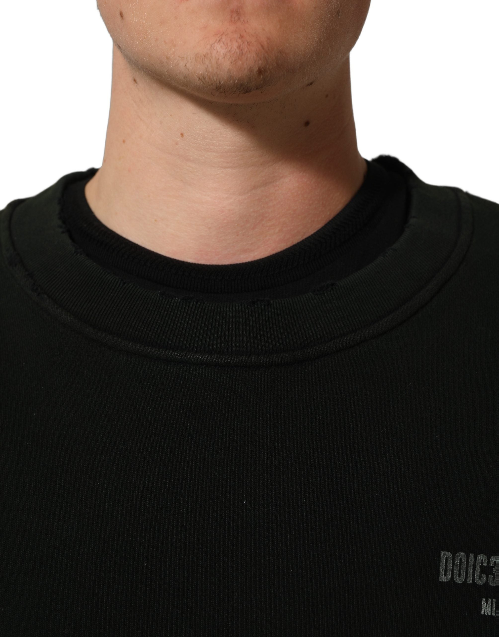 Dolce & Gabbana Black Cotton Crew Neck Men Sweatshirt Men's Sweater (Pre-Owned)