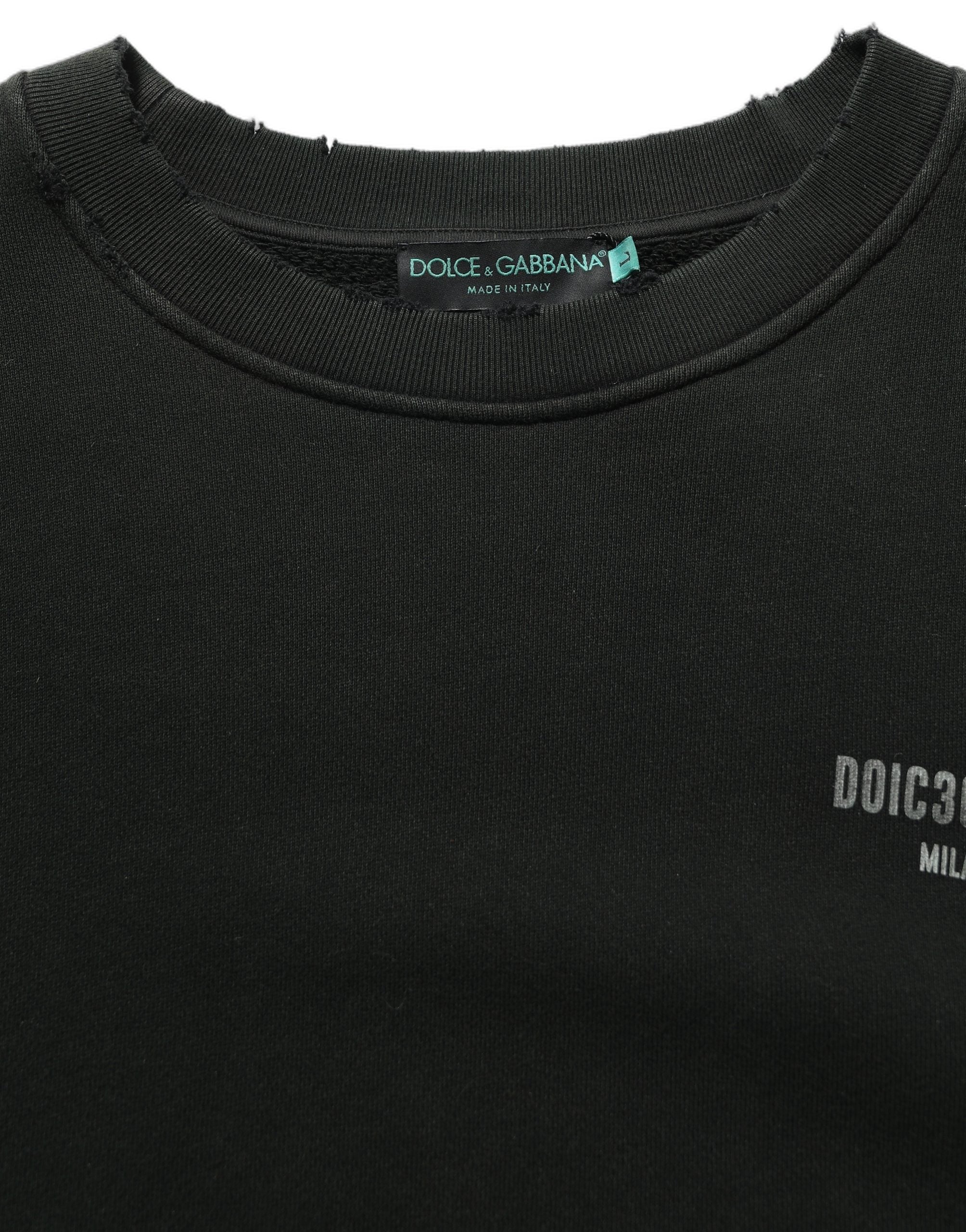 Dolce & Gabbana Black Cotton Crew Neck Men Sweatshirt Men's Sweater (Pre-Owned)