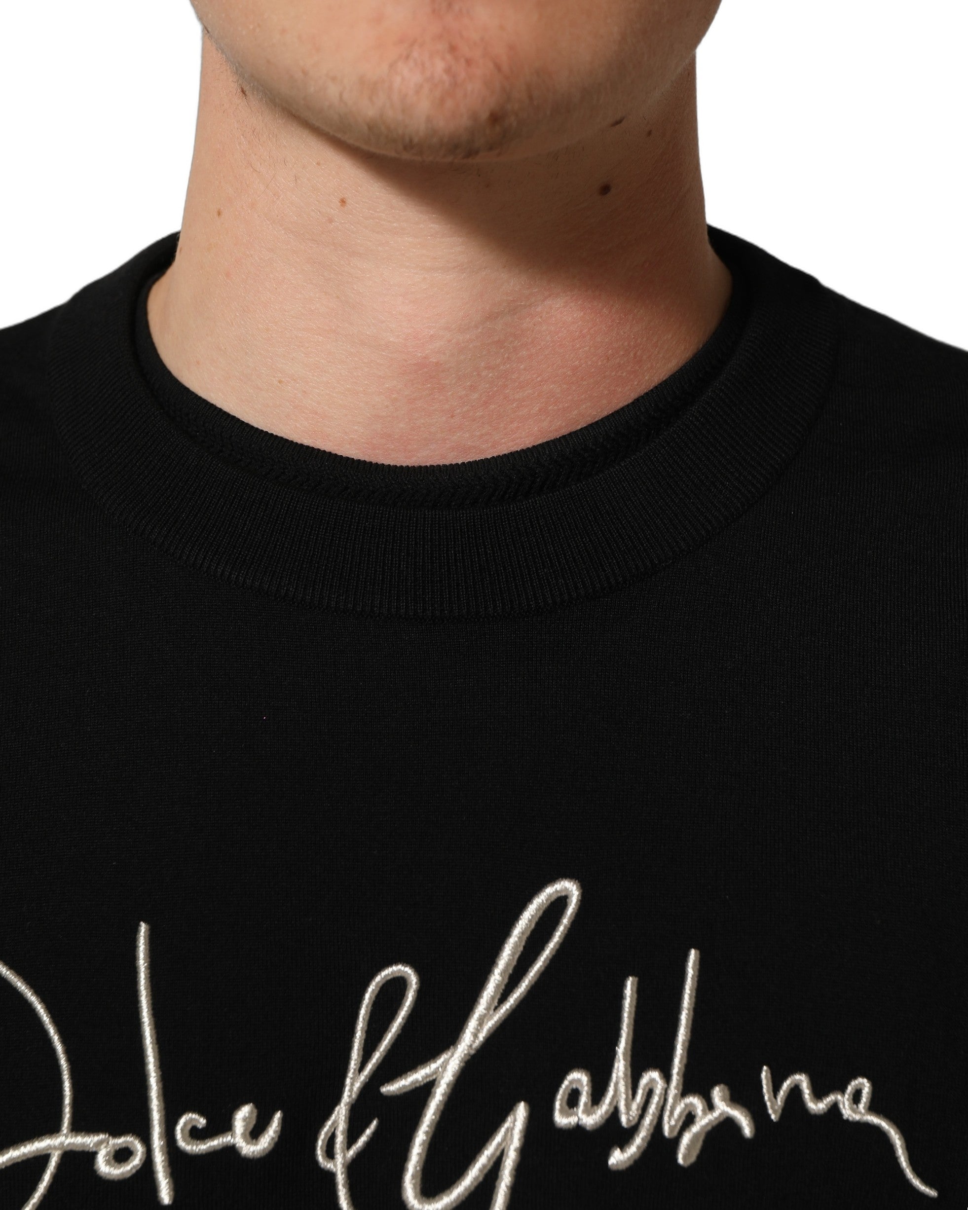 Dolce & Gabbana Black DG Embroidered Crew Neck Pullover Men Men's Sweater (Pre-Owned)