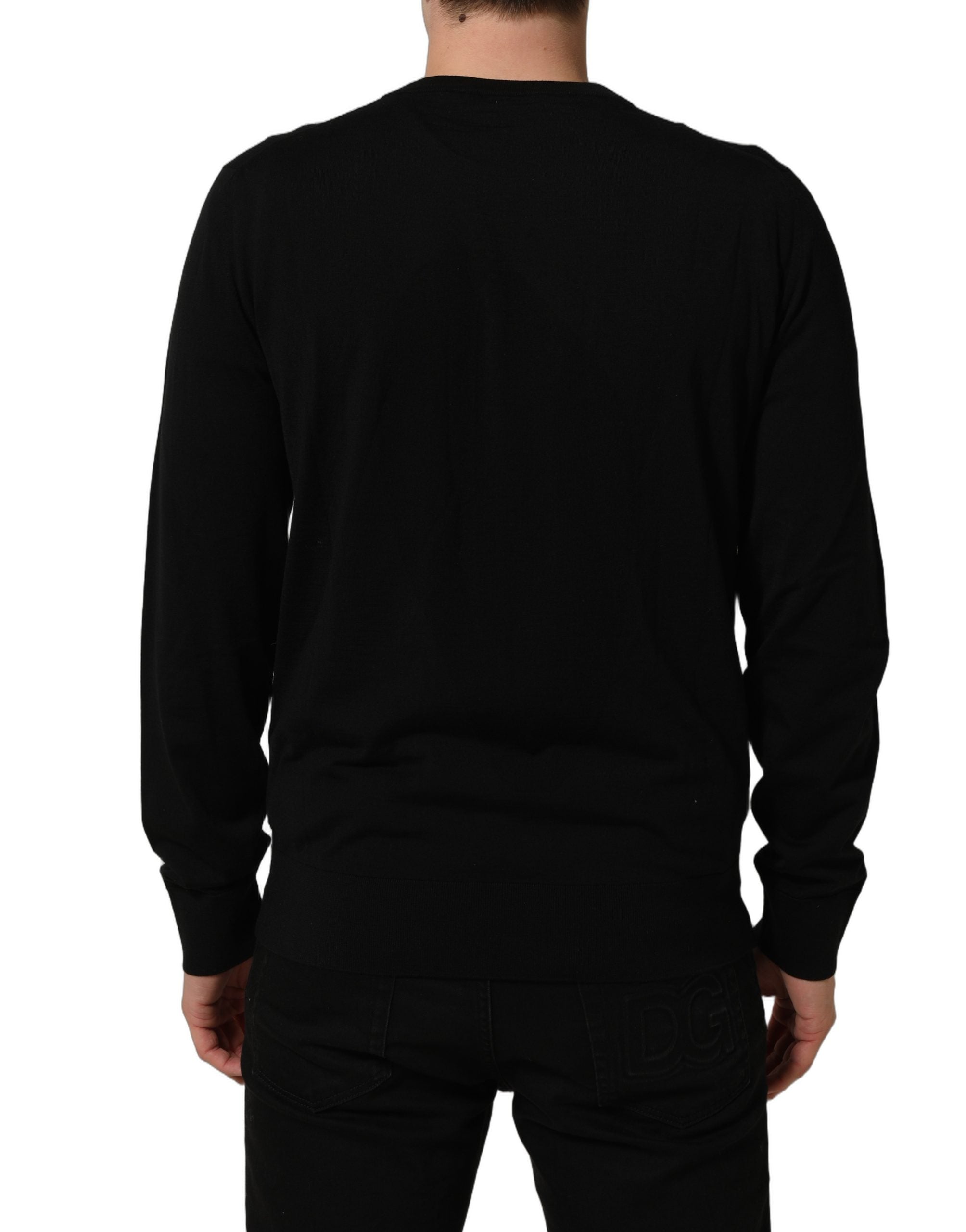 Dolce & Gabbana Black DG Embroidered Crew Neck Pullover Men Men's Sweater (Pre-Owned)