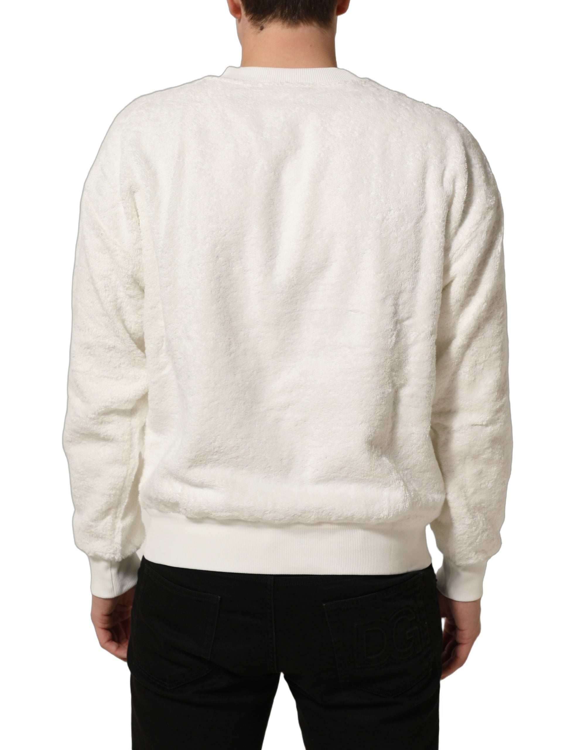 Dolce & Gabbana White LogoPlaque CrewNeck Sweatshirt Men's Sweater