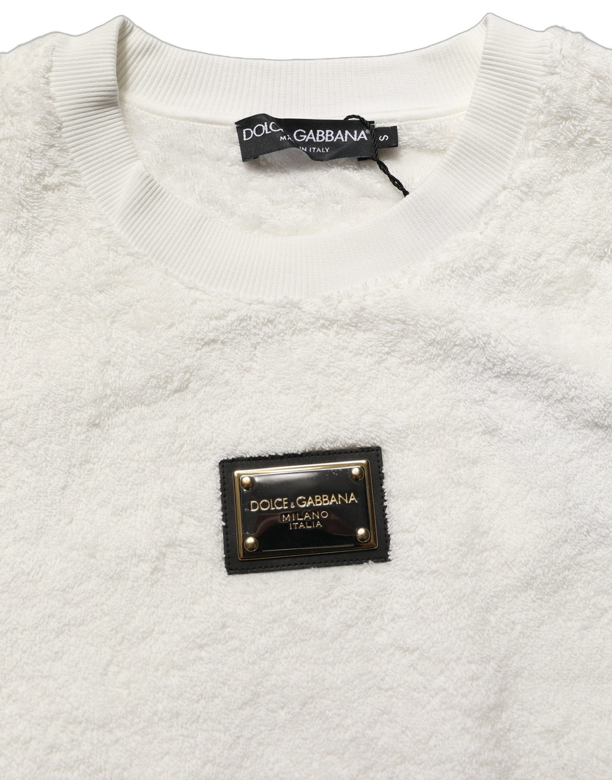 Dolce & Gabbana White LogoPlaque CrewNeck Sweatshirt Men's Sweater