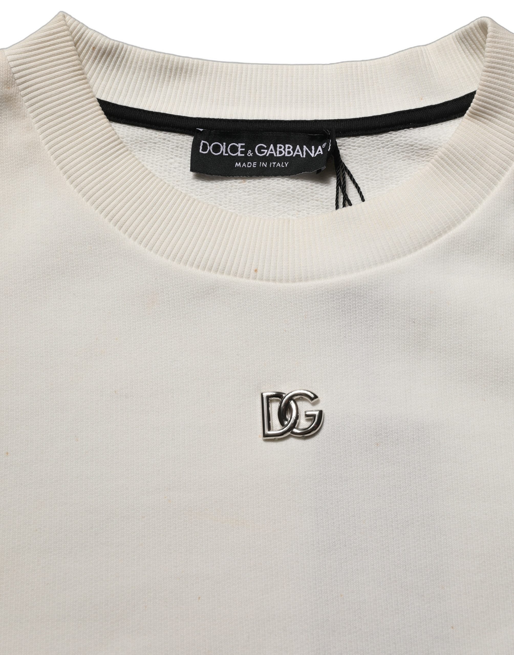 Dolce & Gabbana White DG Logo Crew Neck Sweatshirt Men's Sweater (Pre-Owned)