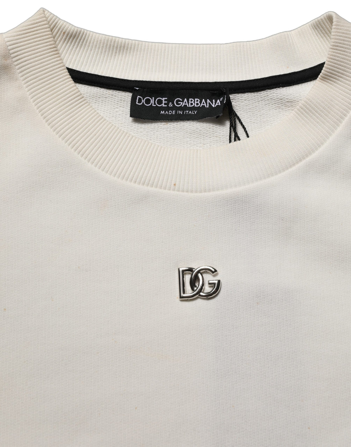 Dolce & Gabbana White DG Logo Crew Neck Sweatshirt Men's Sweater (Pre-Owned)