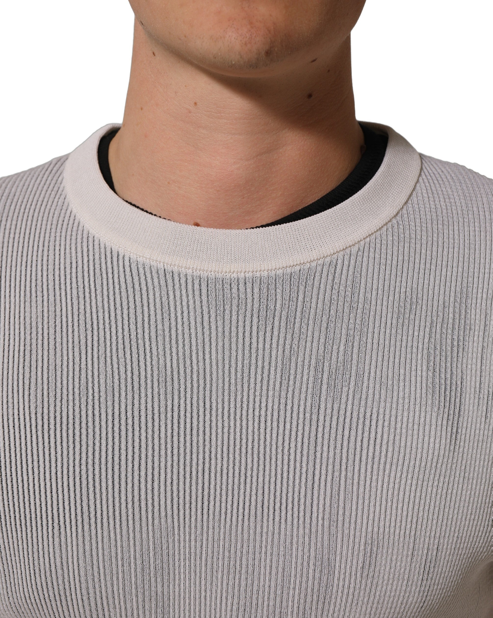 Dolce & Gabbana White Silk Crew Neck Men Pullover Men's Sweater (Pre-Owned)