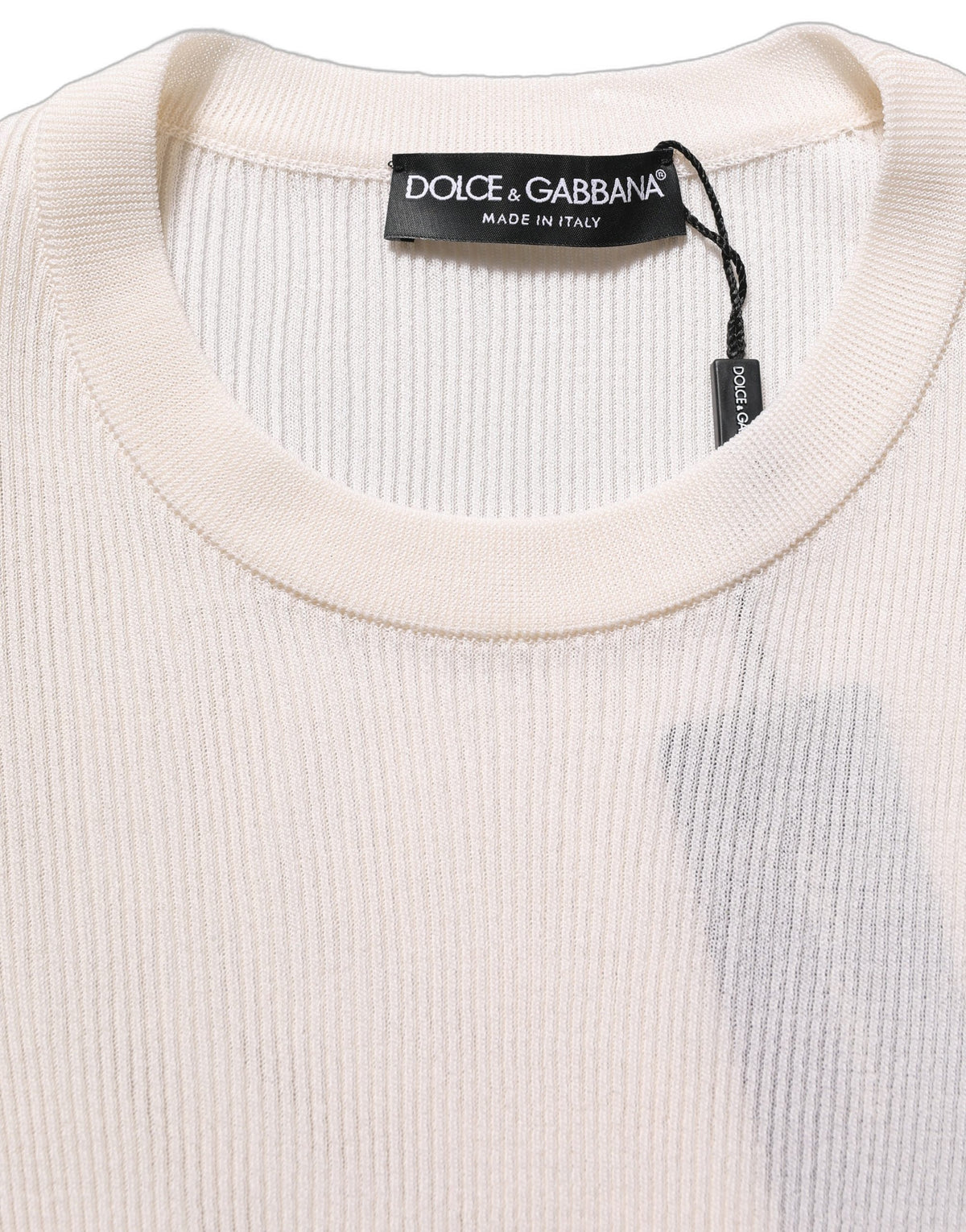 Dolce & Gabbana White Silk Crew Neck Men Pullover Men's Sweater (Pre-Owned)