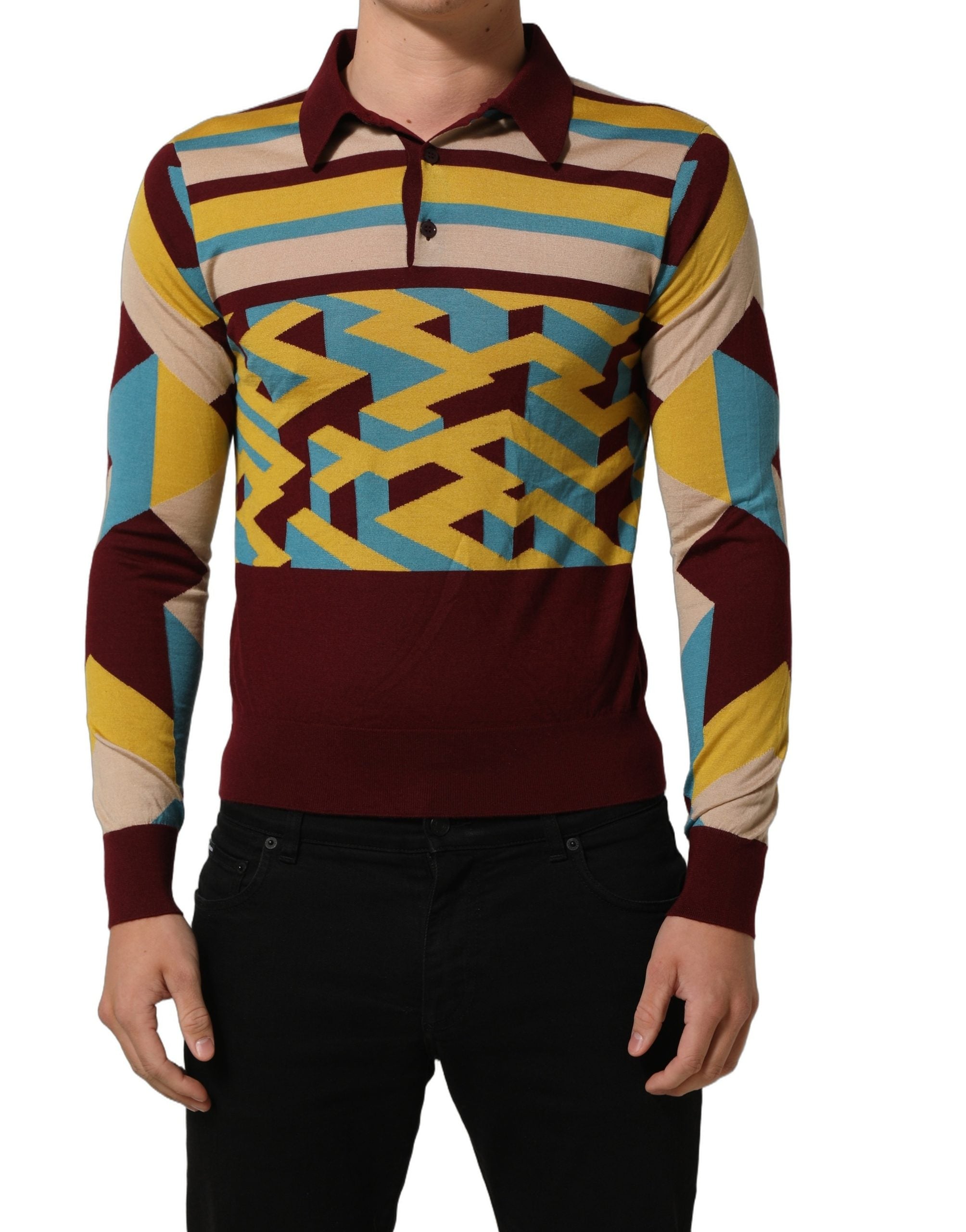 Dolce & Gabbana Multicolor Knitted Cashmere Pullover Men's Sweater