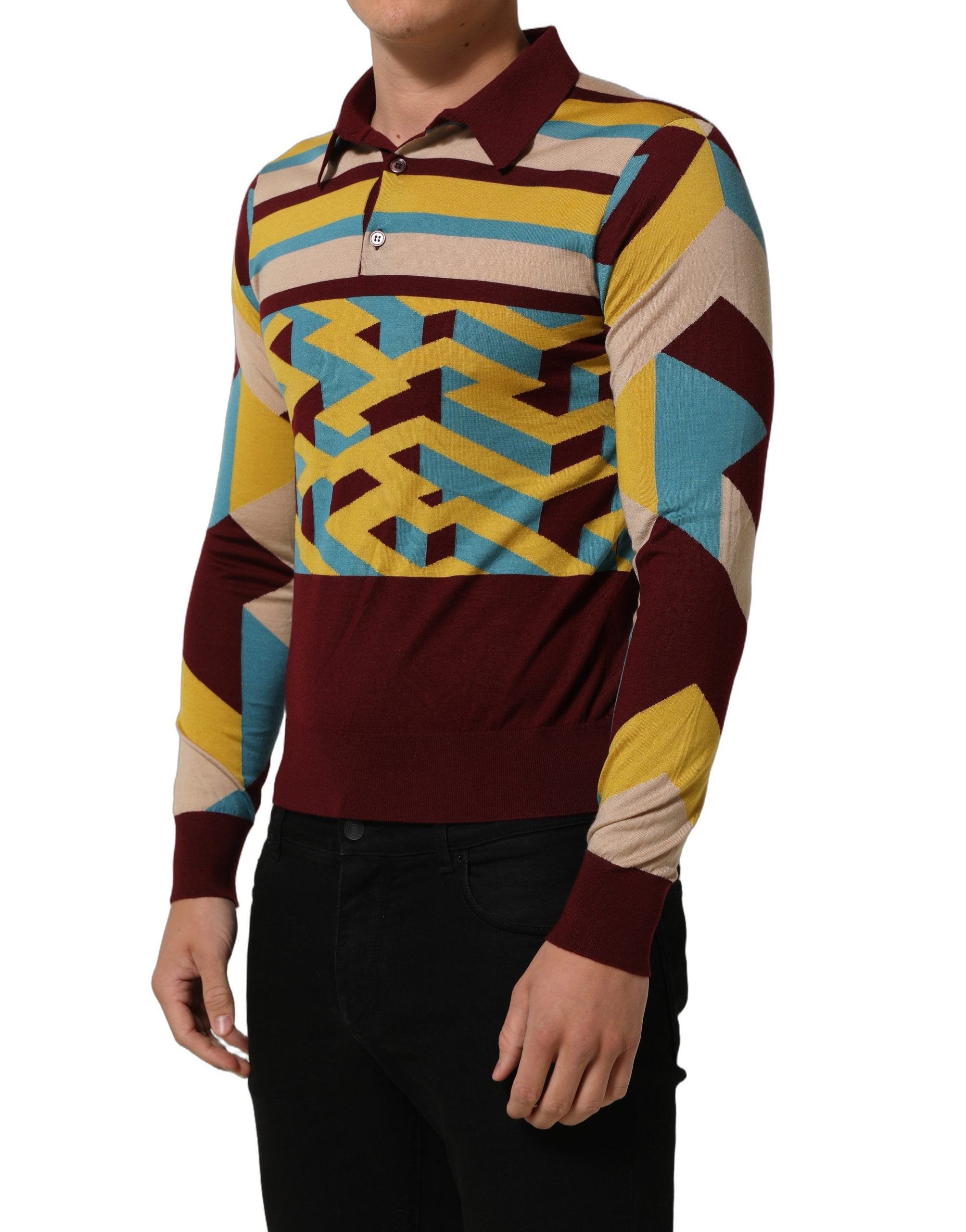 Dolce & Gabbana Multicolor Knitted Cashmere Pullover Men's Sweater