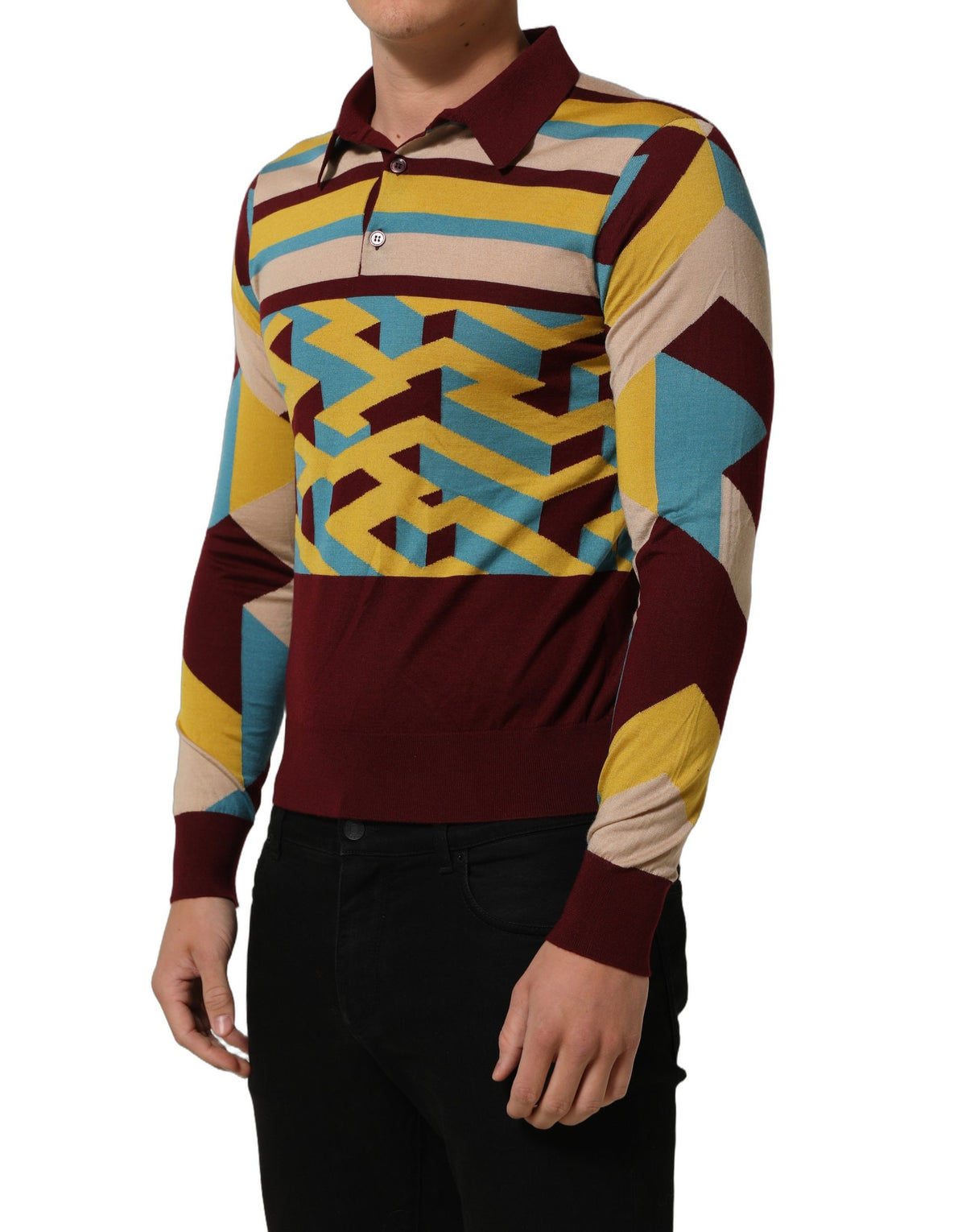 Dolce & Gabbana Multicolor Knitted Cashmere Pullover Men's Sweater