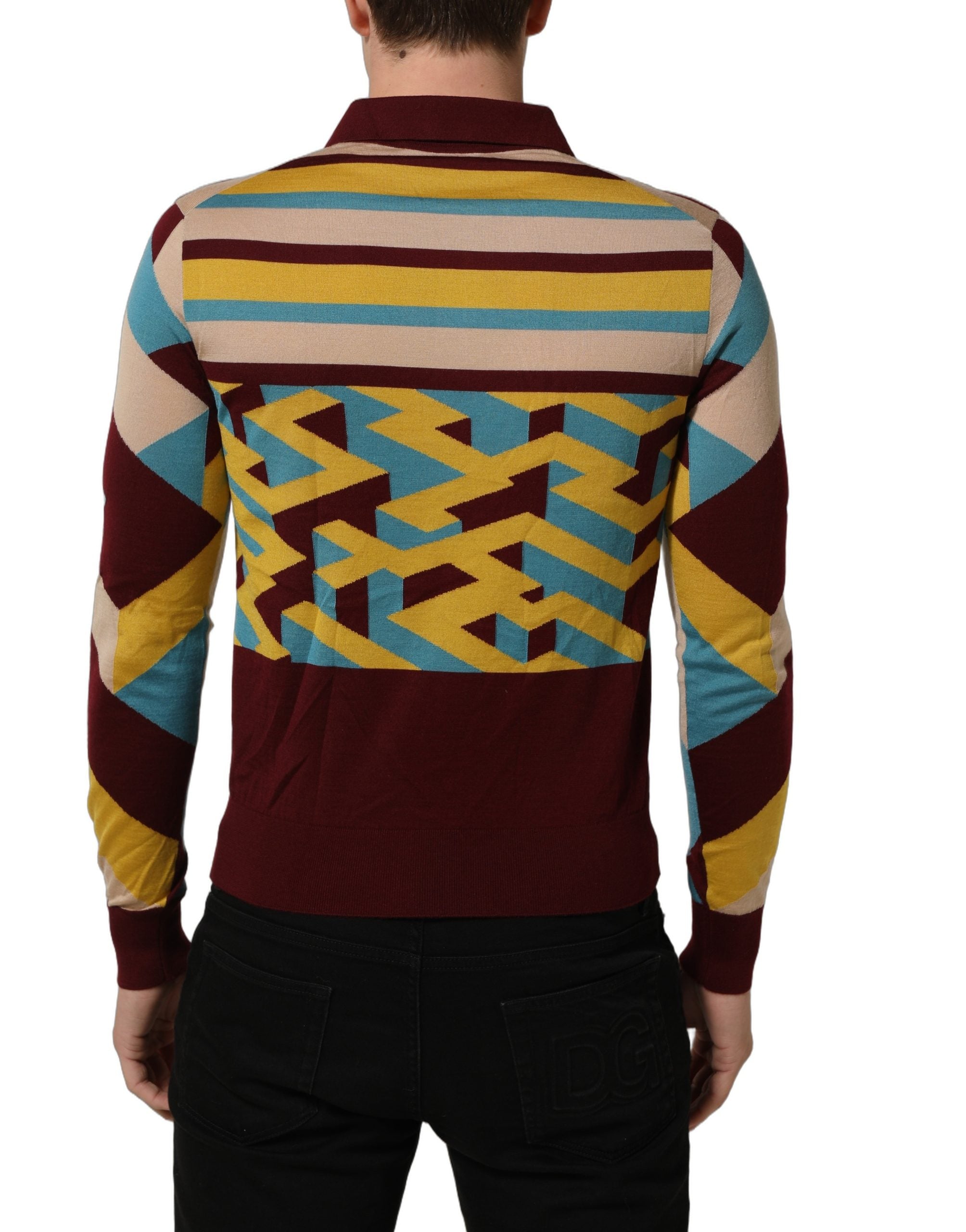 Dolce & Gabbana Multicolor Knitted Cashmere Pullover Men's Sweater